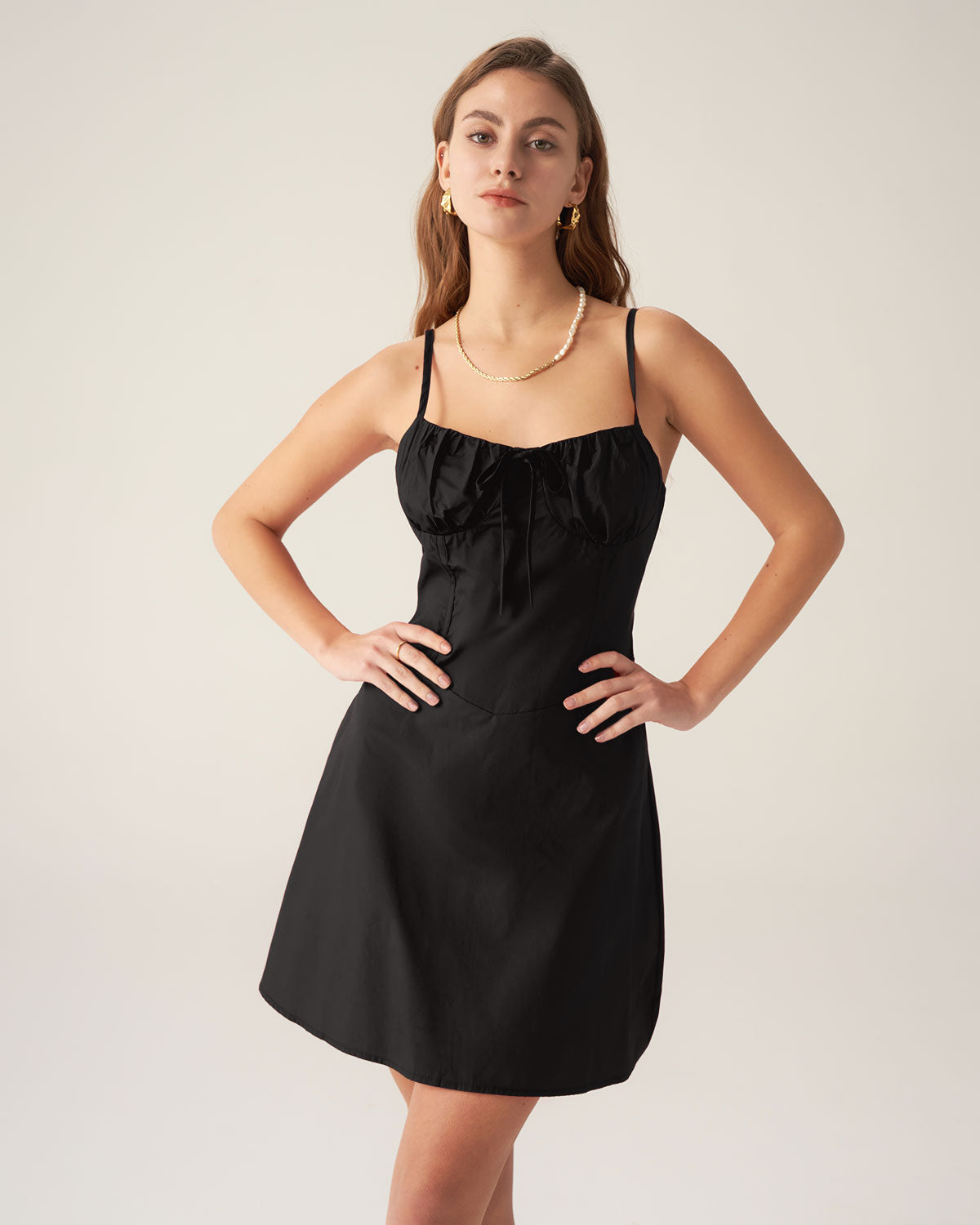 Black Ruched Slip Mini Dress Outlet New Arrival