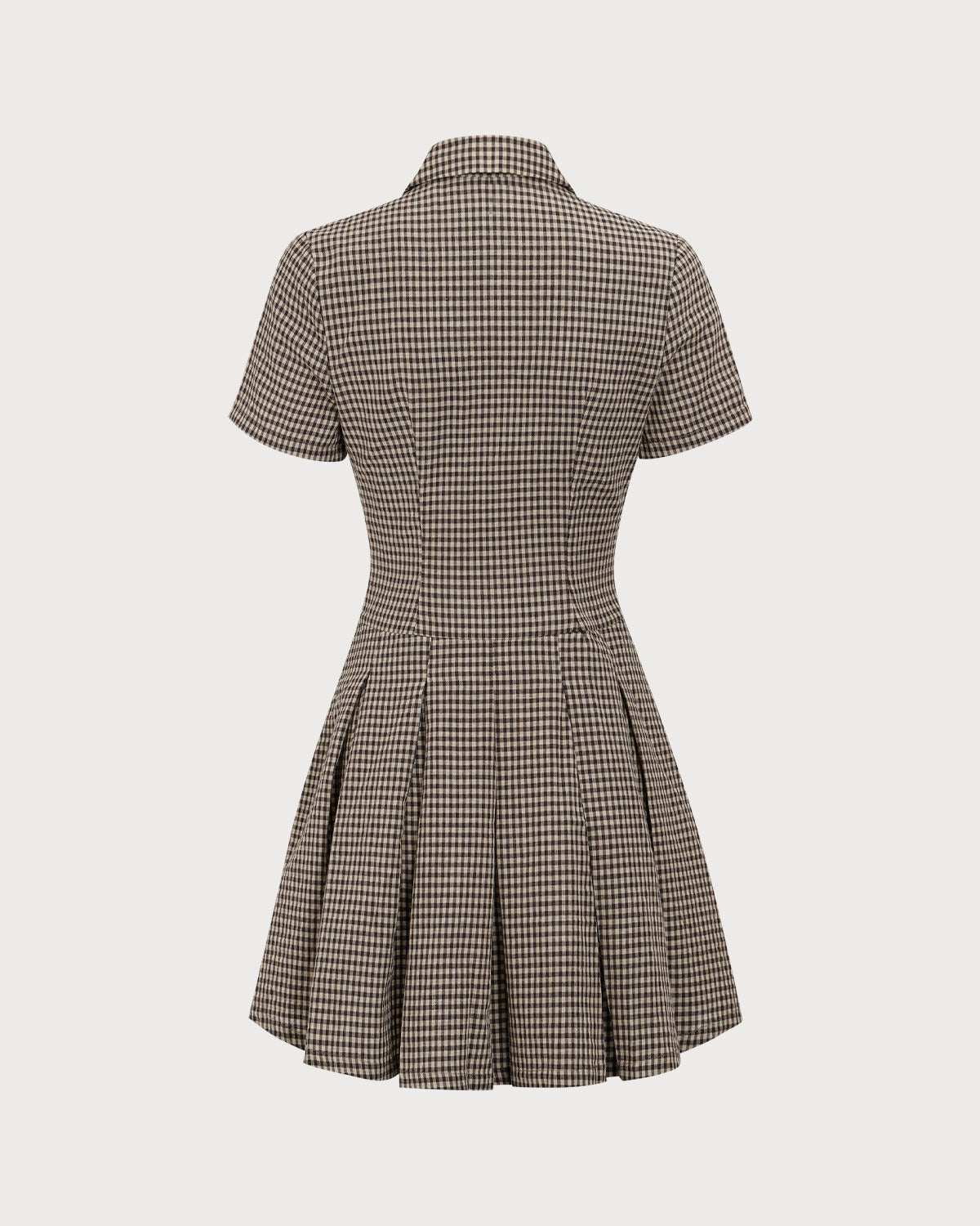 Brown Plaid Lapel Pleated Mini Dress Get To Buy Sale Online