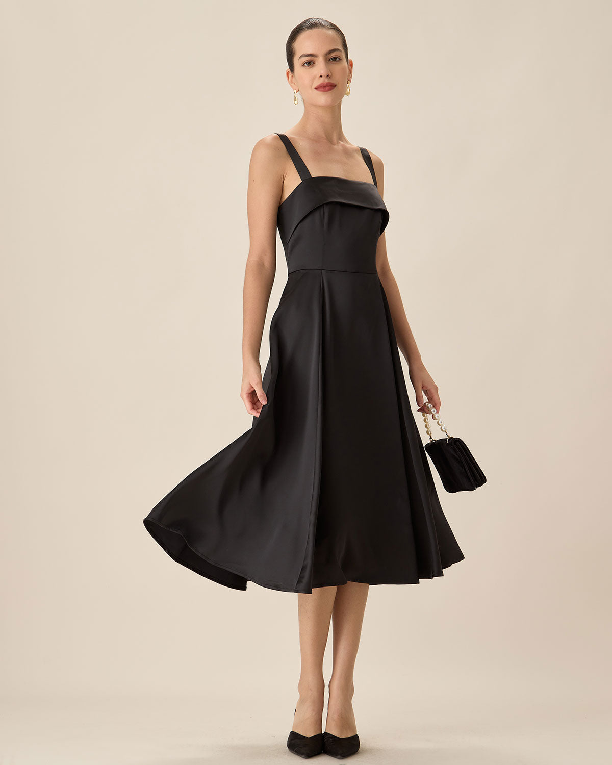 Black Satin Slip Midi Dress Free Shipping Best Place