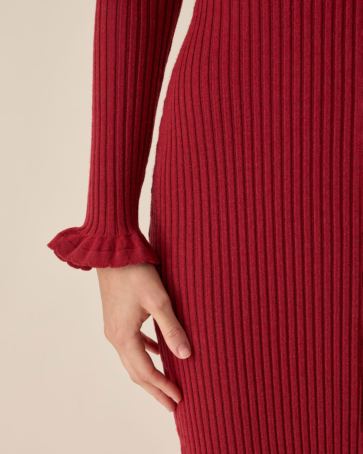 Red Bodycon Bell Sleeve Sweater Dress Sale 100% Guaranteed