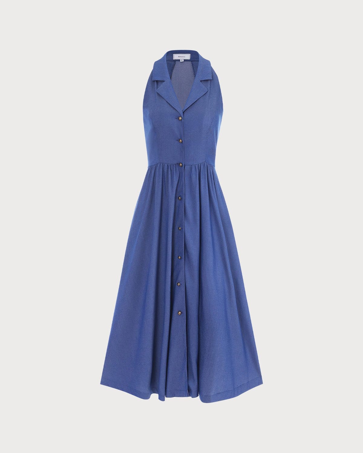 The Blue Lapel Tunic Sleeveless Midi Dress Cheap Pirce