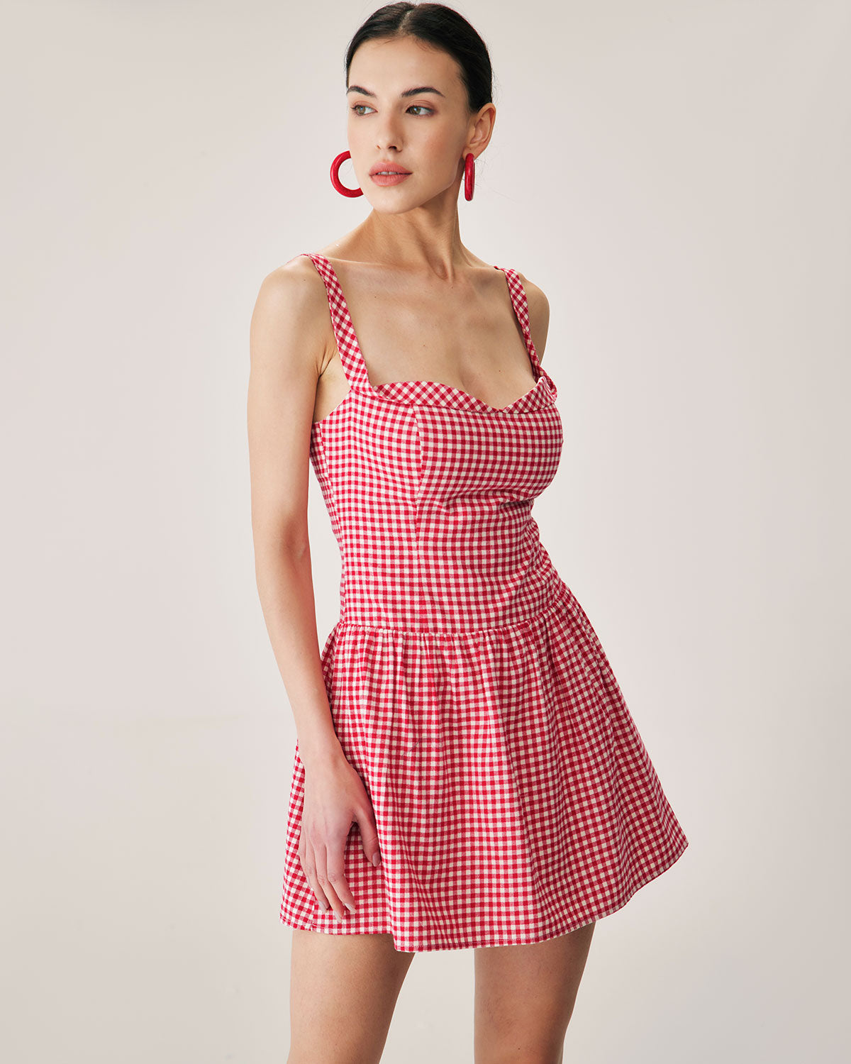 Red Plaid Sweetheart Neck Slip Mini Dress Free Shipping Pick A Best