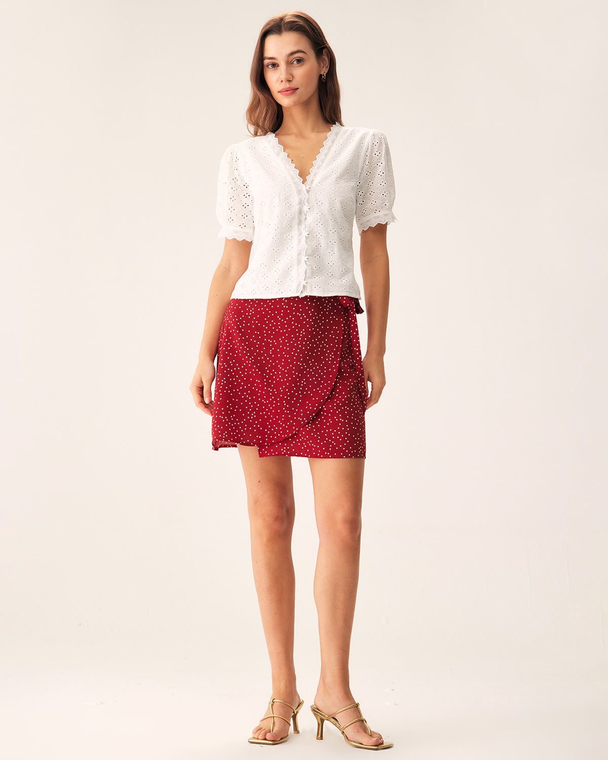 Red Polka Dot Wrap Mini Skirt Quality Free Shipping For Sale