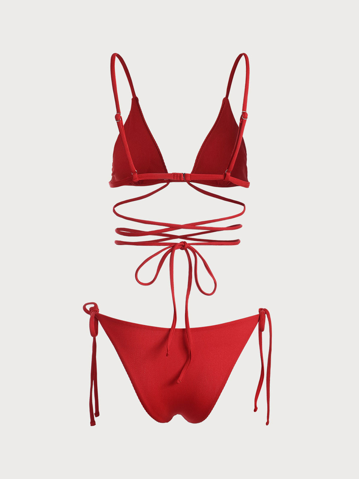 Red Criss-Cross Ribbed Bikini Set Get To Buy Cheap Pice