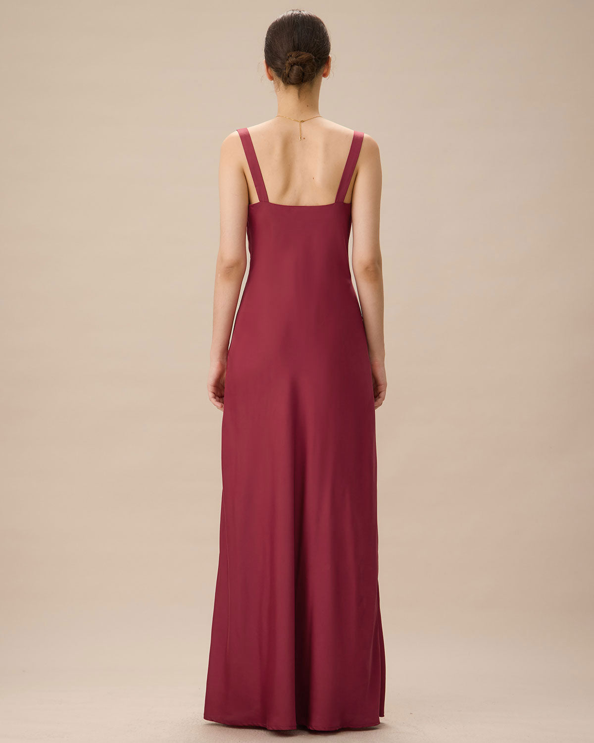 Red Cowl Neck Sheath Satin Maxi Dress Discount Sast