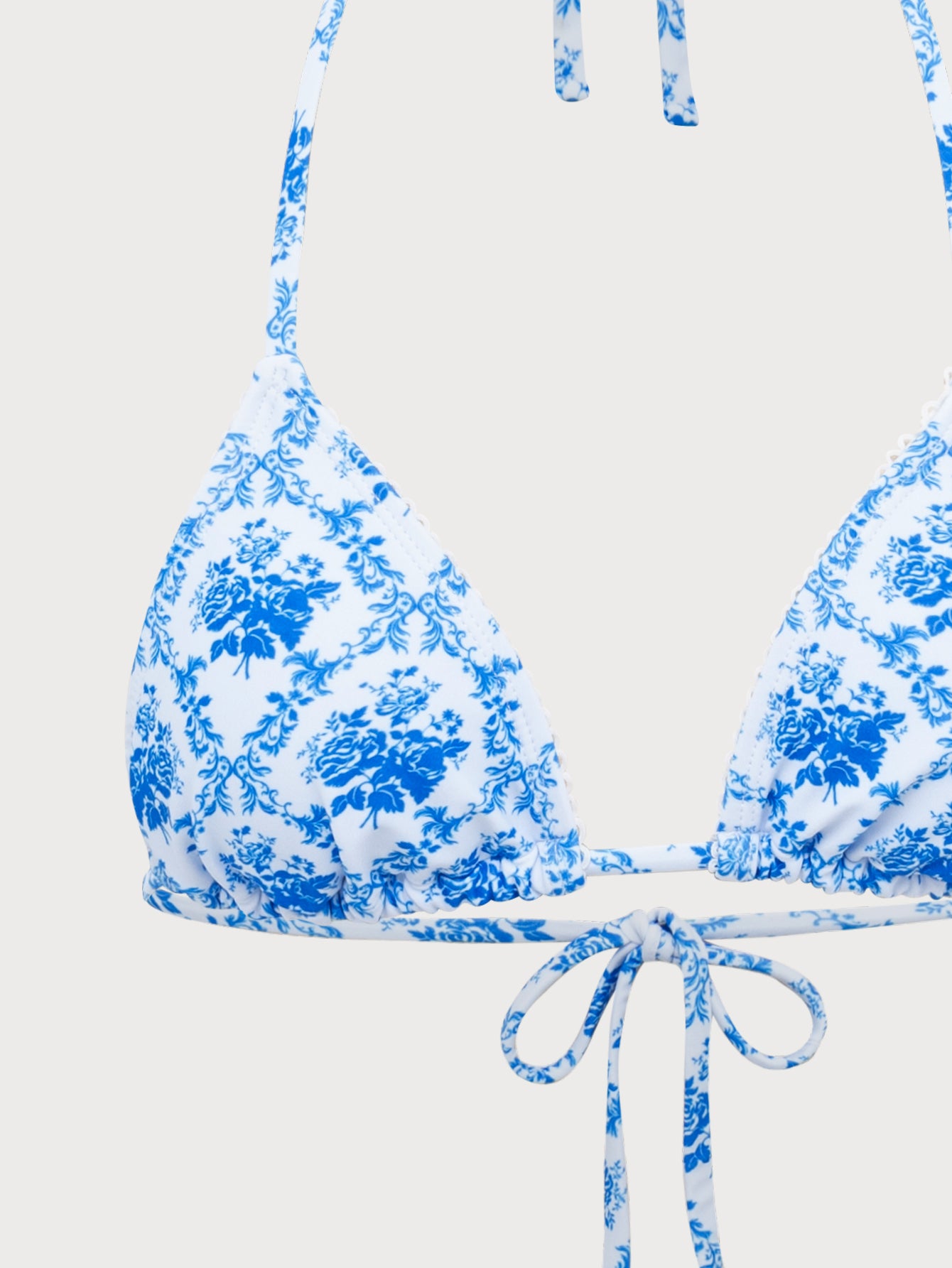 Blue Floral Halter Bikini Set Discount With Mastercard