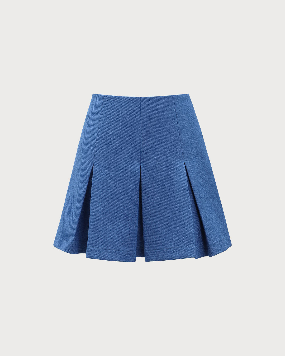 Blue High-waisted Pleated Mini Skirt Cheap Sale Big Sale