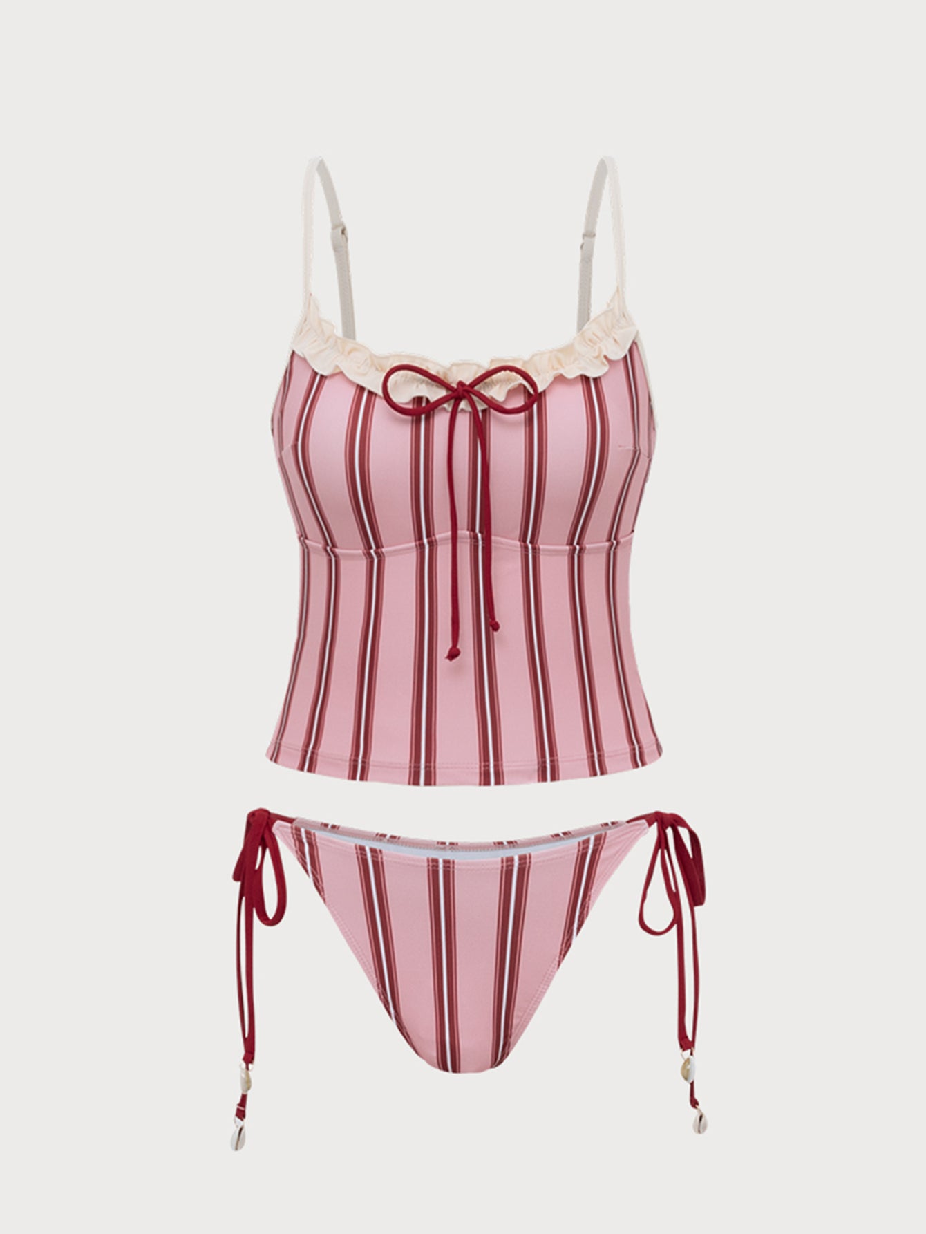 Pink Striped Tankini Swimsuit Tumblr