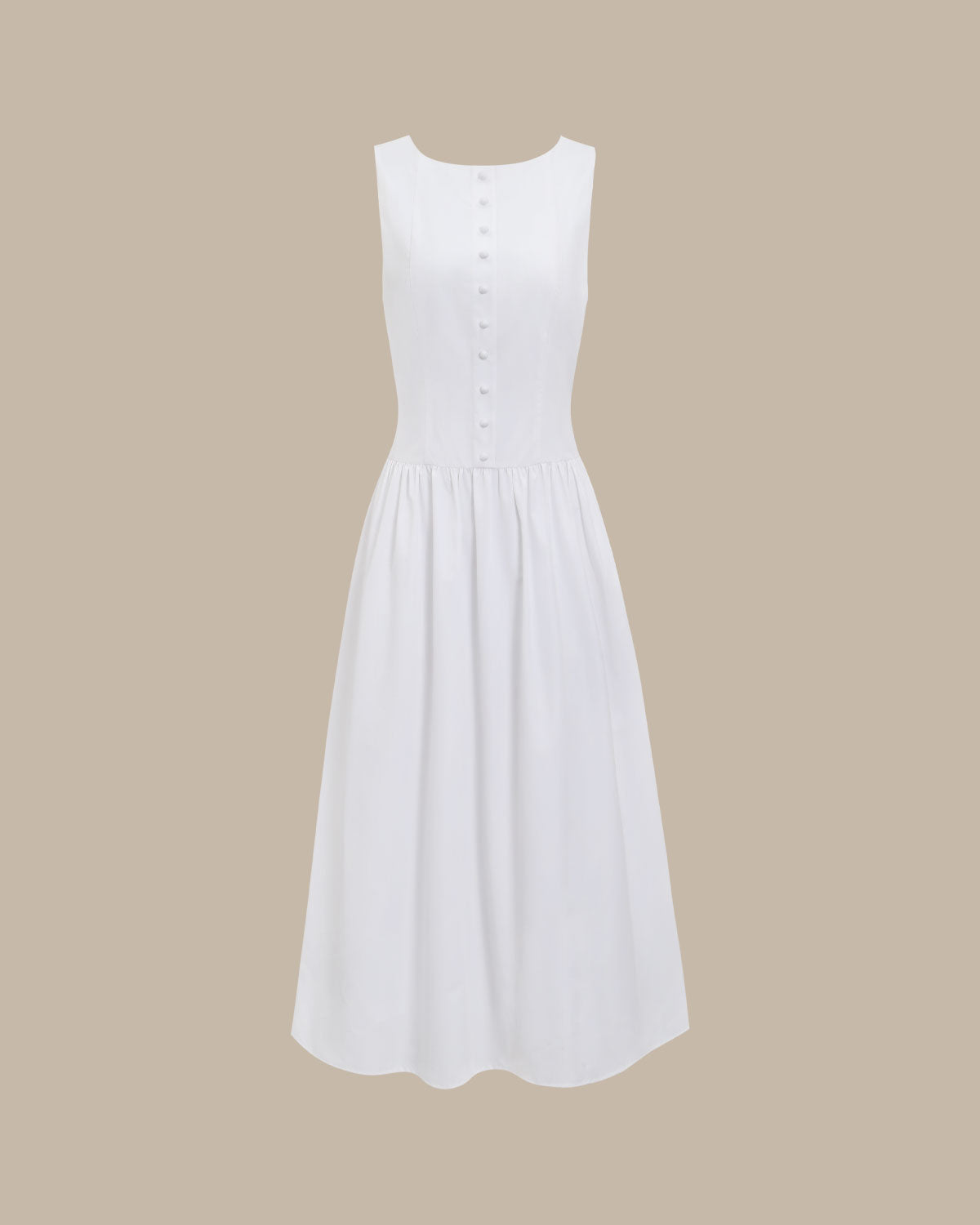 White Round Neck Pocket Maxi Dress Clearance Perfect