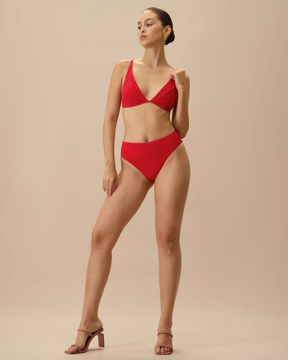 The Red Ribbed Bikini Bottom Clearance Perfect