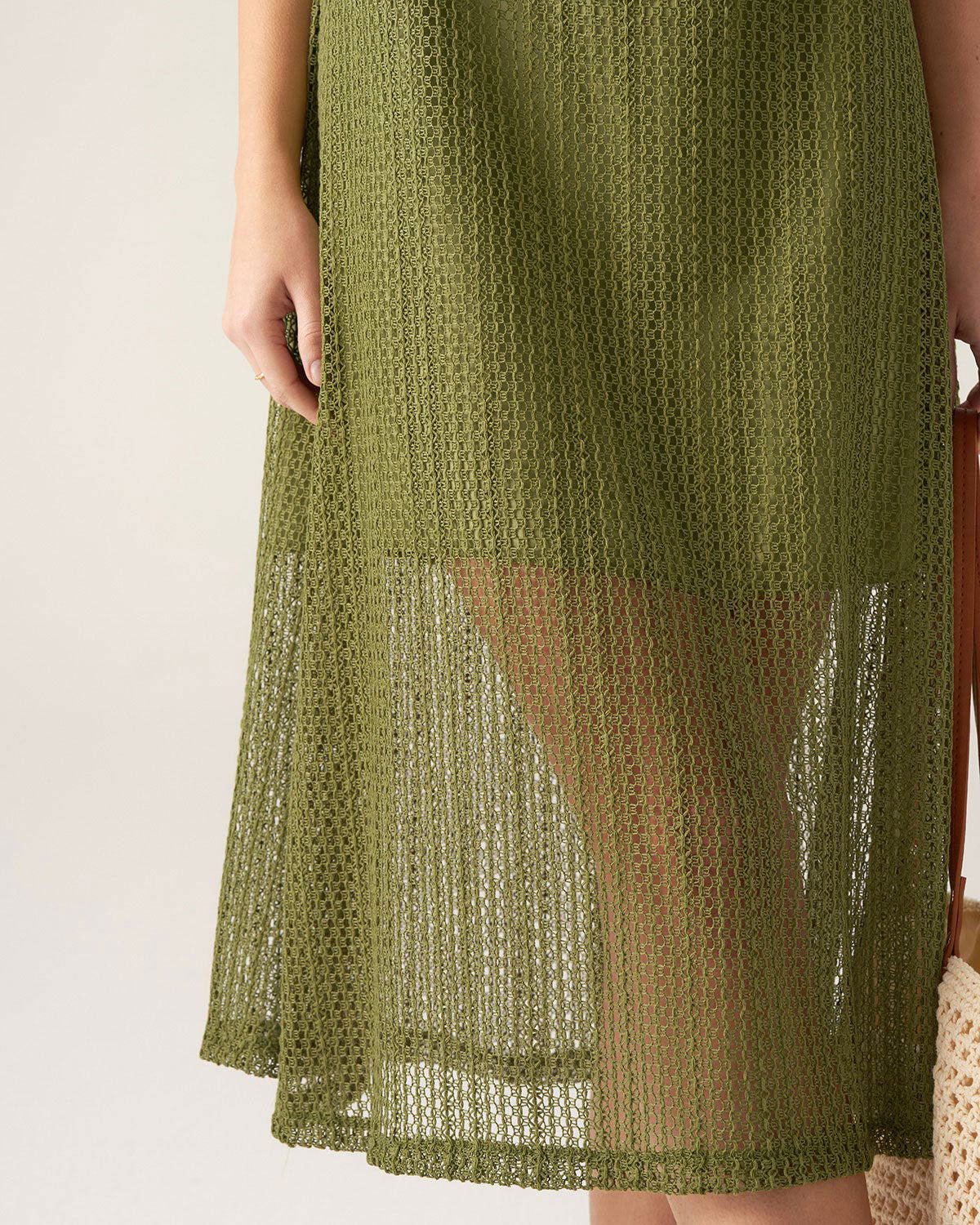 Green Crochet Tie Strap Midi Dress Outlet Countdown Package