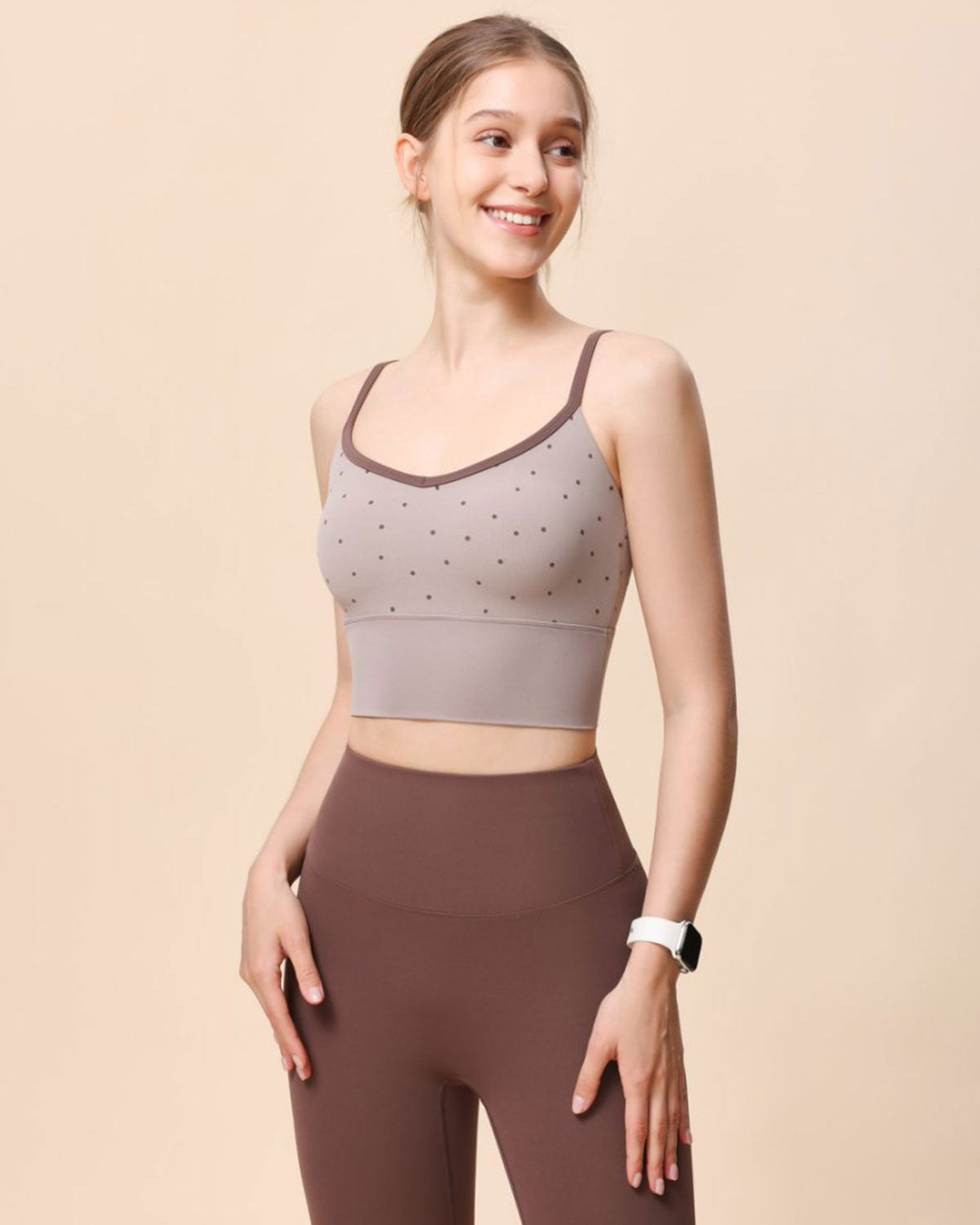 Coffee V Neck Yoga Camis  - Light Support Shop For Sale