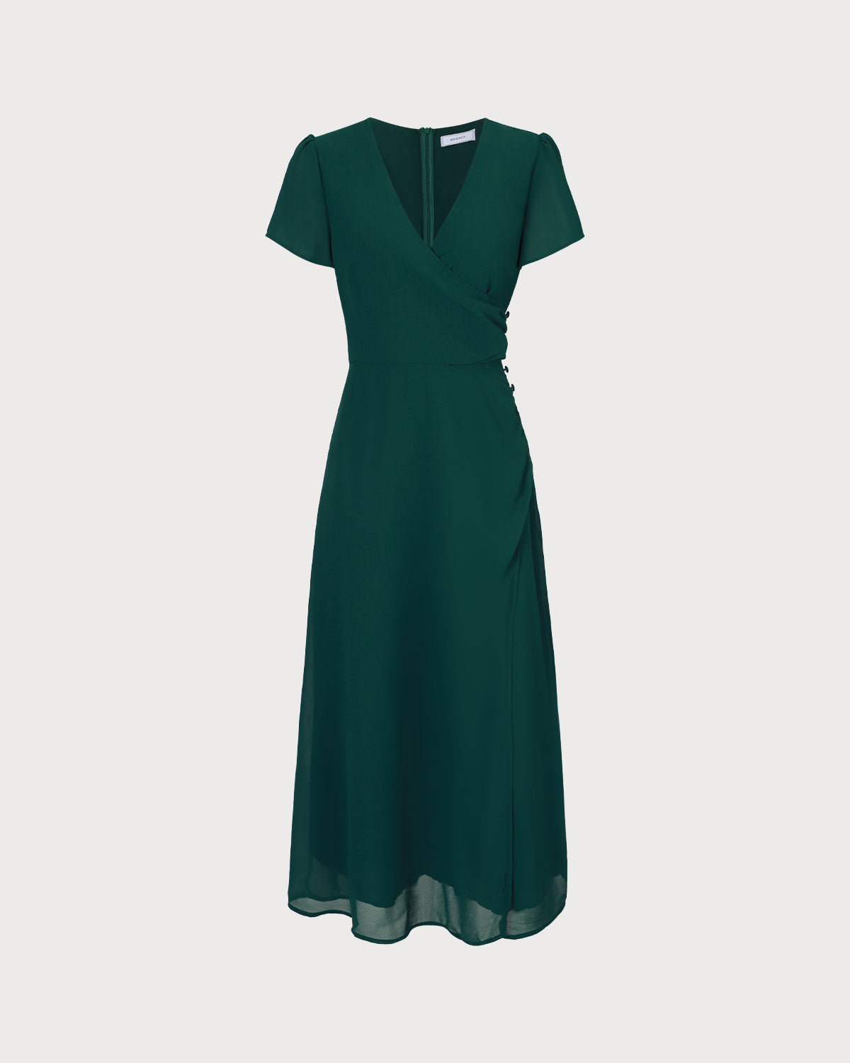 The Green V Neck Button Wrap Maxi Dress Outlet Cheap Authentic