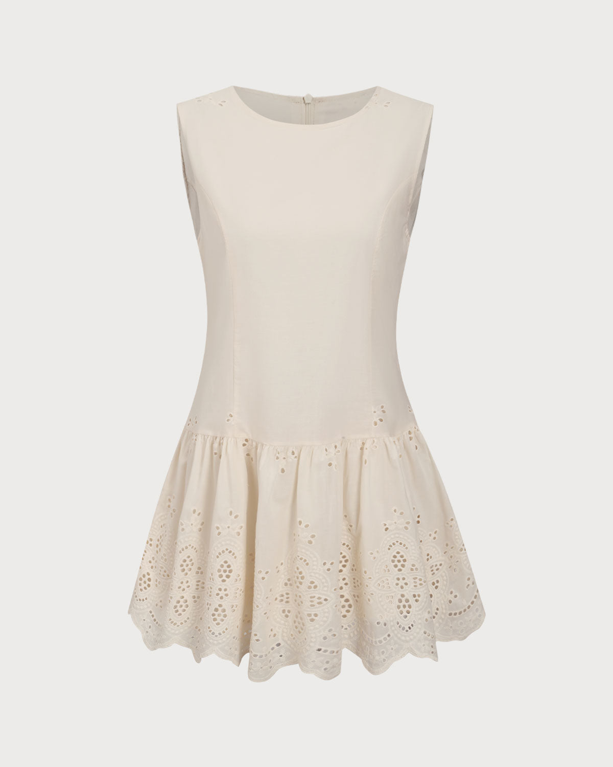 Apricot Embroidery Sleeveless Mini Dress Shop Sale Online