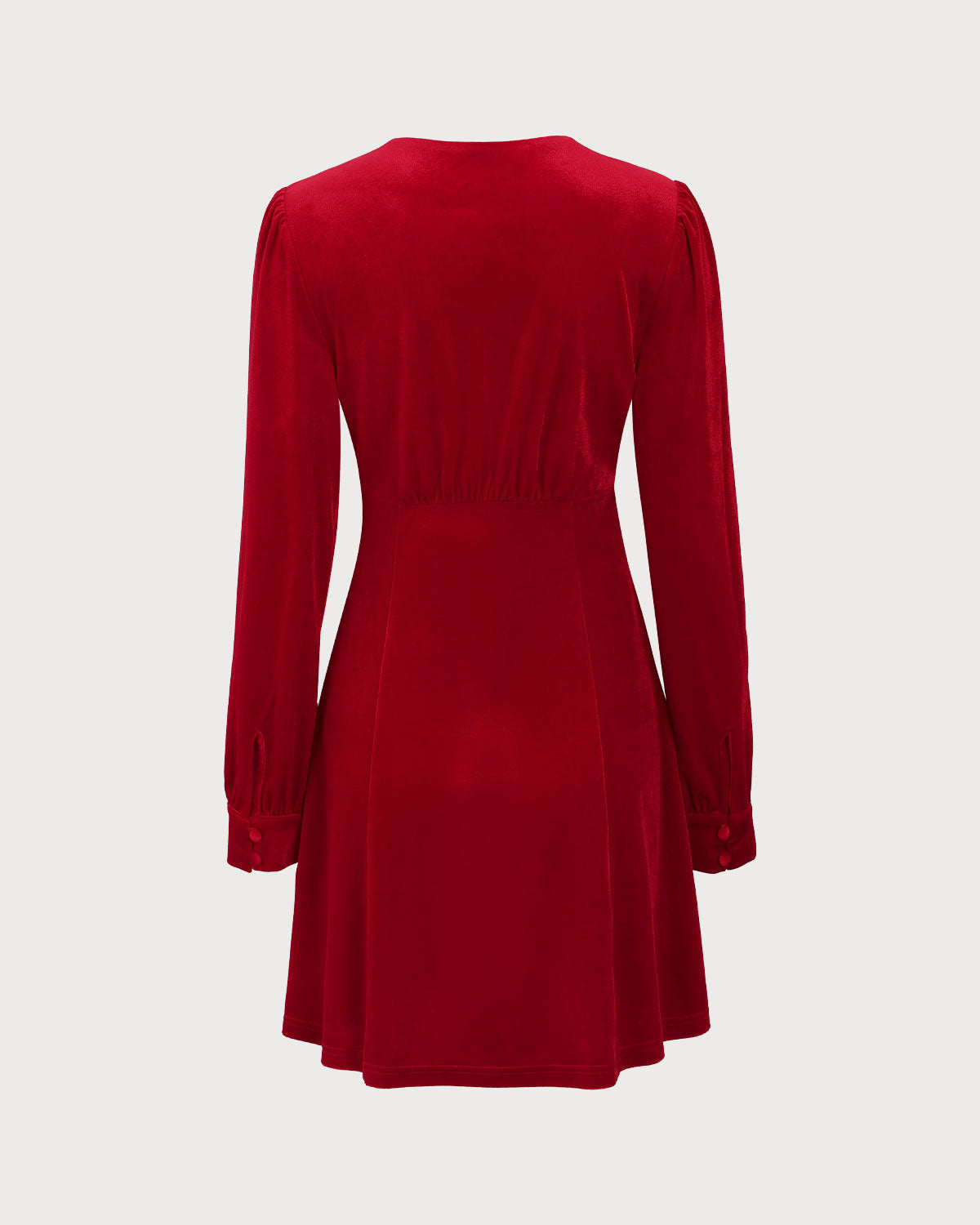 Red Velvet Puffed Sleeve A-Line Mini Dress Low Pice Fee Shipping Online