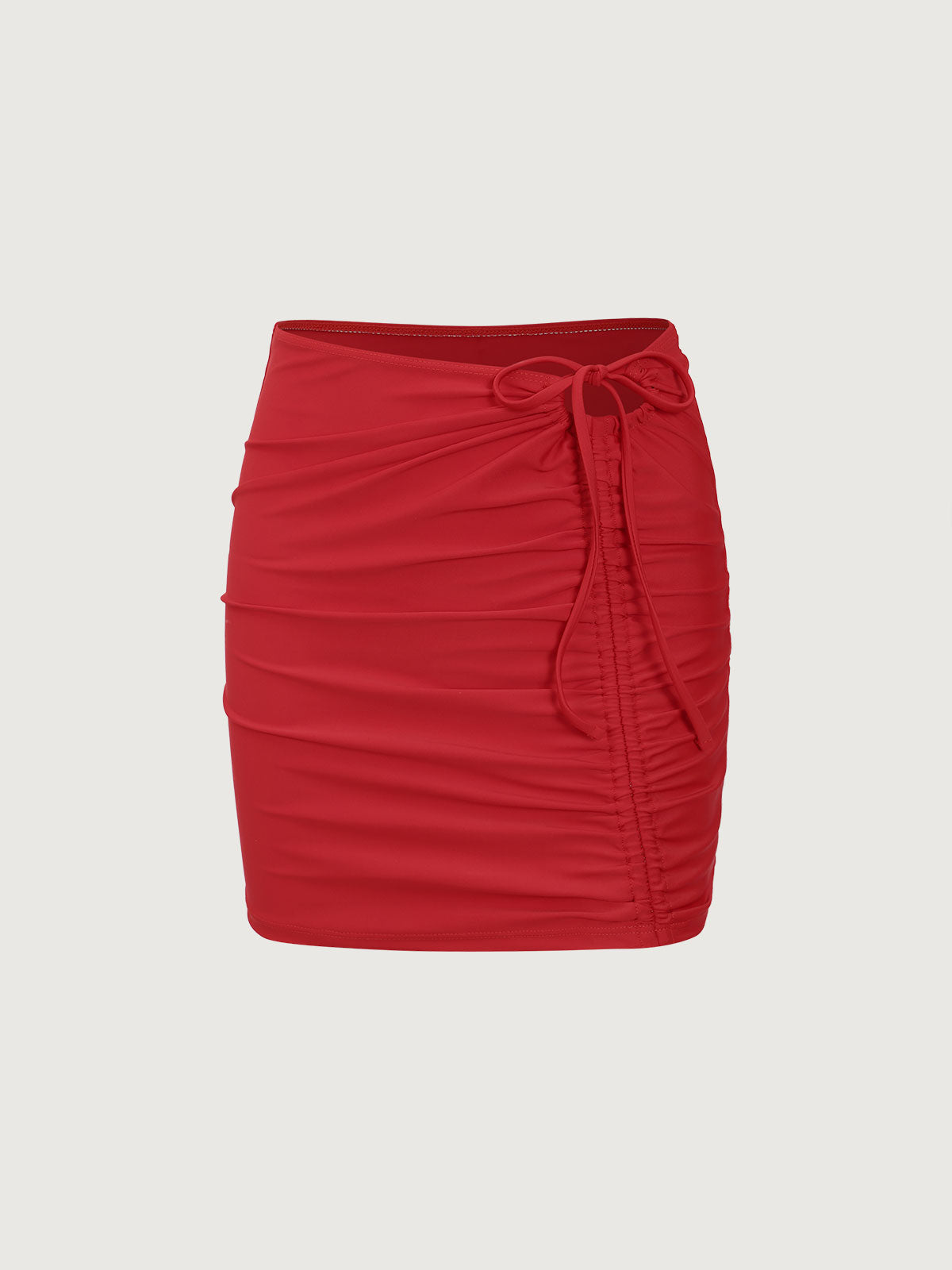 Red Ruched Drawstring Skirt Outlet 2025 New