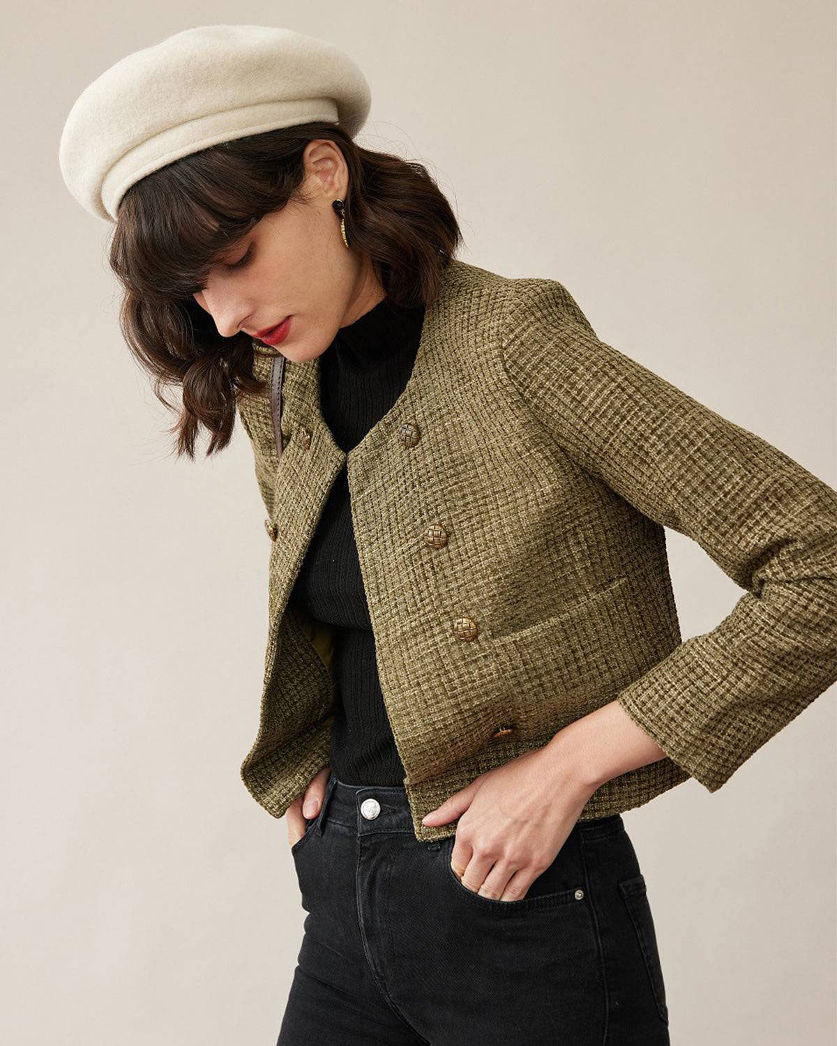 The Vintage Solid Tweed Coat Cheap Sale Manchester