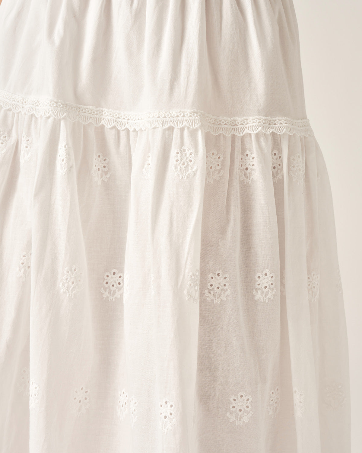 White Embroidery A-Line Midi Skirt Cheap Sale Sale