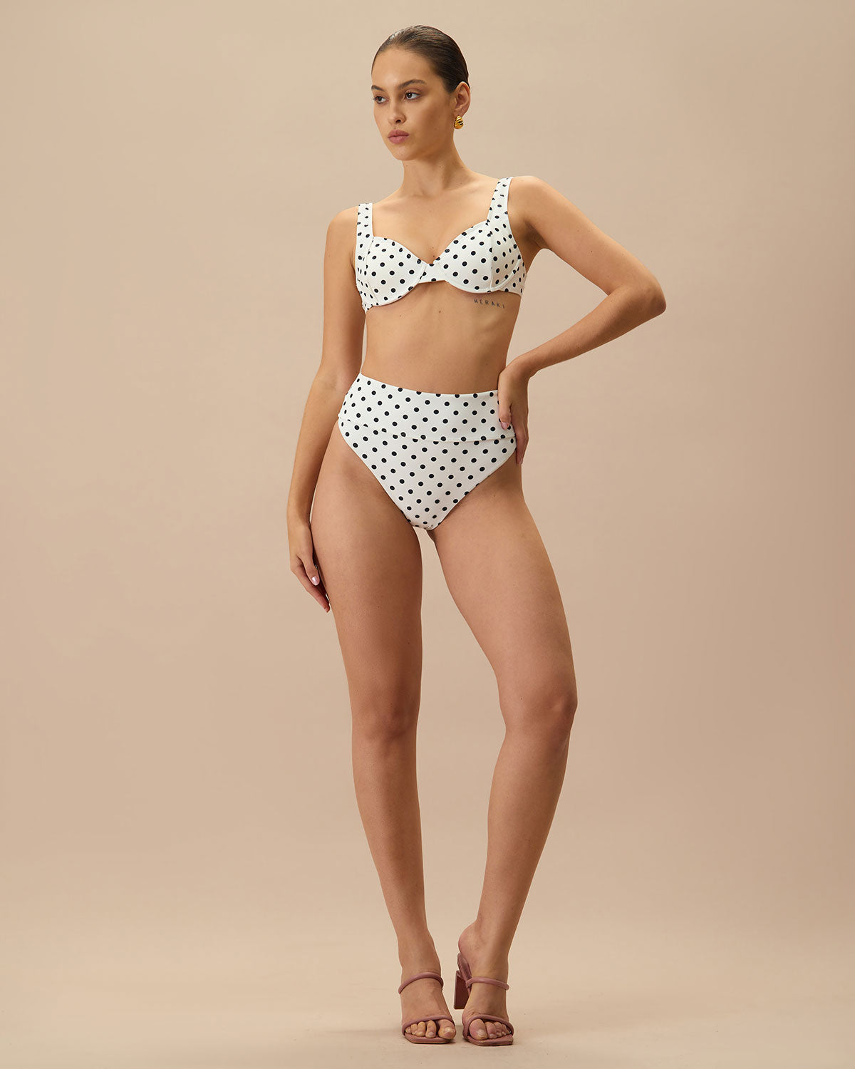 The White Polka Dot High Waist Bikini Bottom Top Quality Cheap Pice