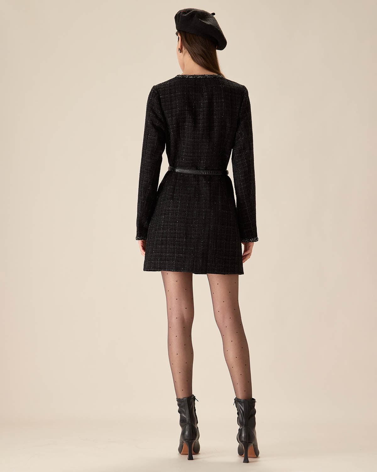 Black Tweed Pocket Mini Dress Discount Latest