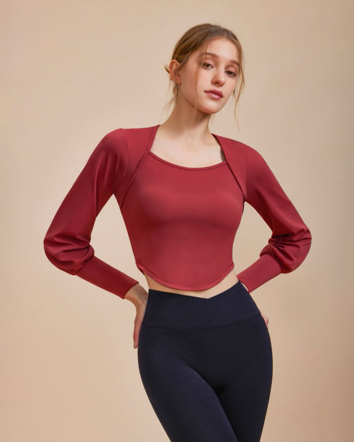 Red Round Neck Long Sleeve Top Sale Amazing Pice