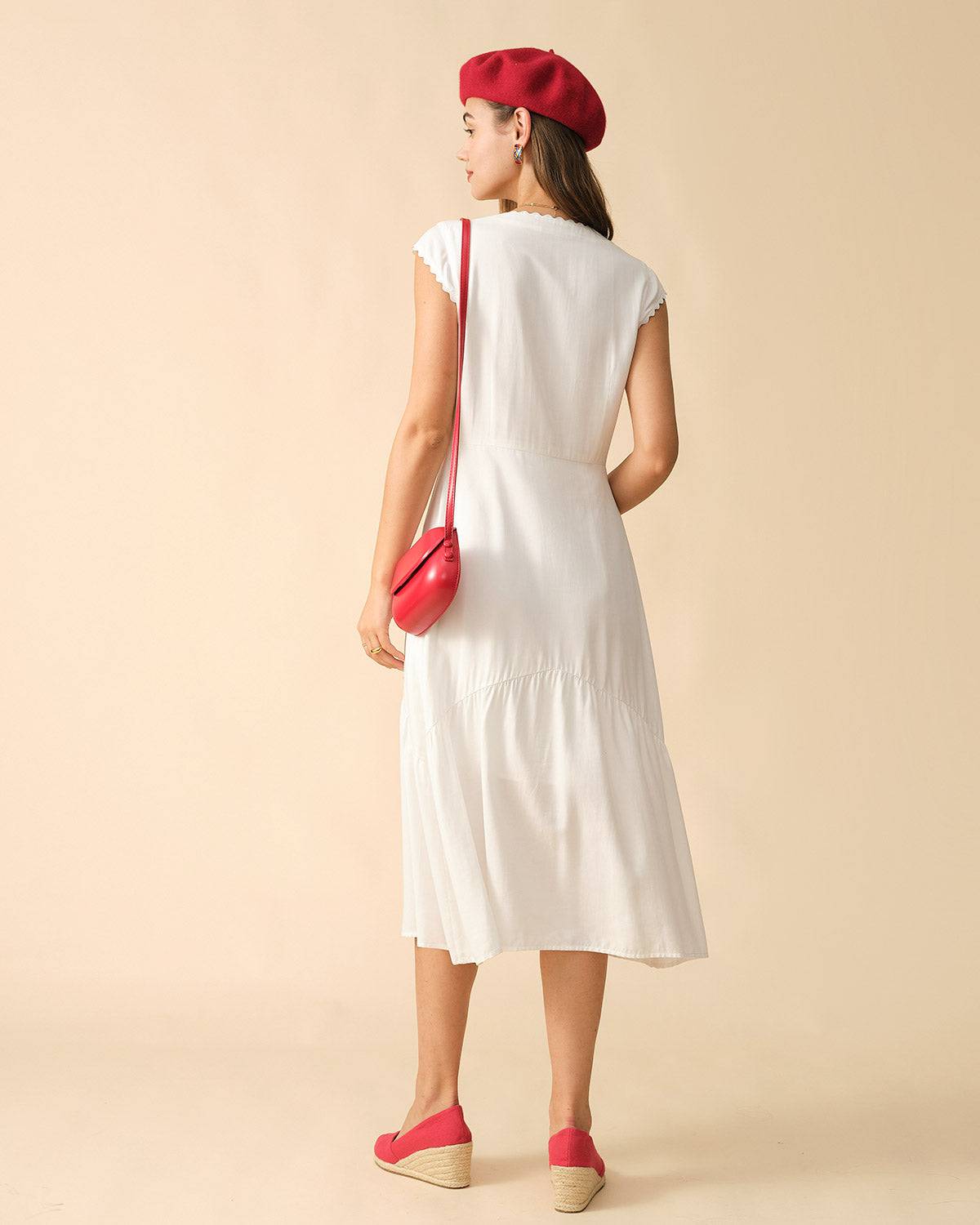 The Solid Color Lapel Midi Dress New Arrival For Sale