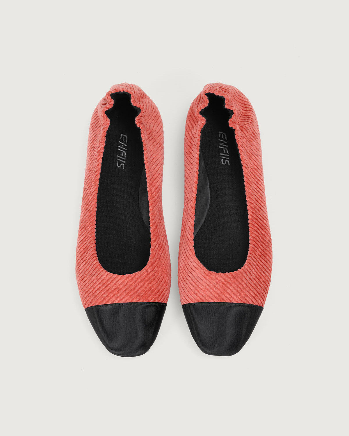 Enfiis Brick Red Twill Square Toe Ballet Flats Free Shipping Browse