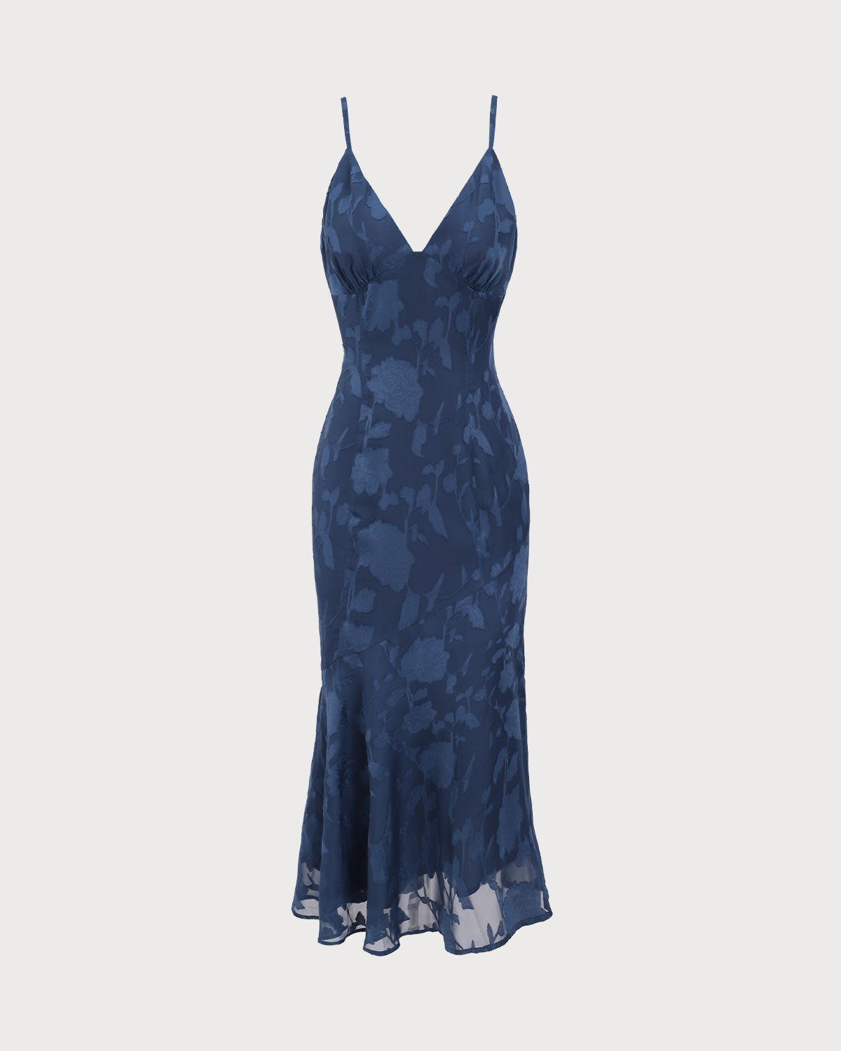 Navy Jacquard Mermaid Slip Midi Dress Visit New Online