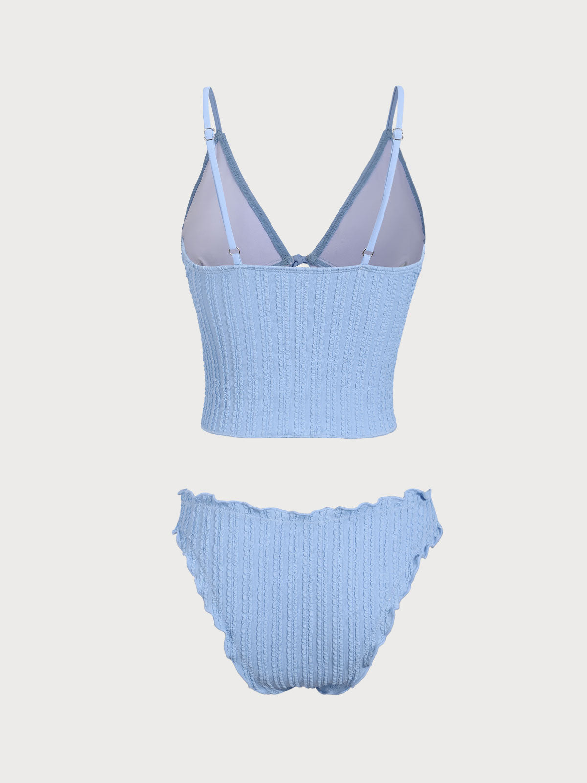 Blue Jacquard Tie-Front Tankini Swimsuit Buy Cheap Low Shipping Fee