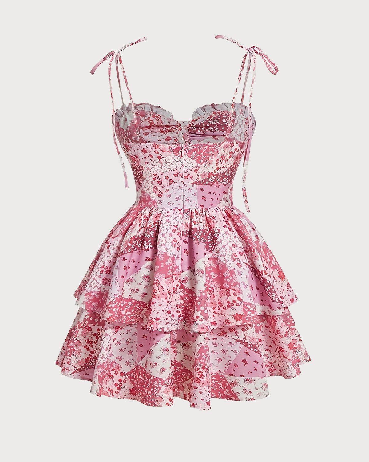 Pink Floral Tiered Slip Mini Dress Free Shipping Factory Outlet