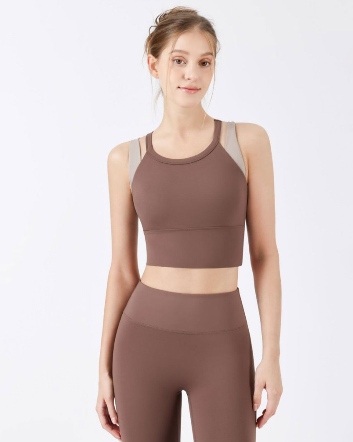 Coffee X-Cross Yoga Camis - Light Support From China