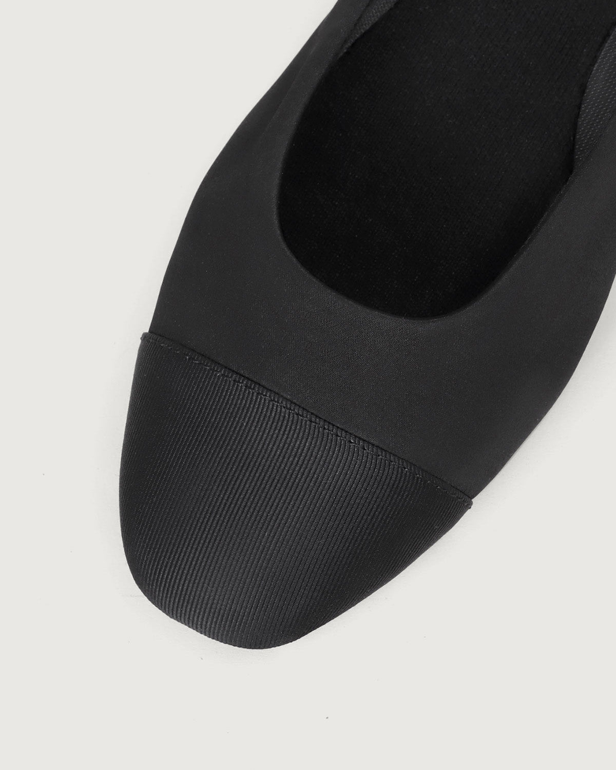 Enfiis Black Satin Square Toe Ballet Flats Online Cheap Quality