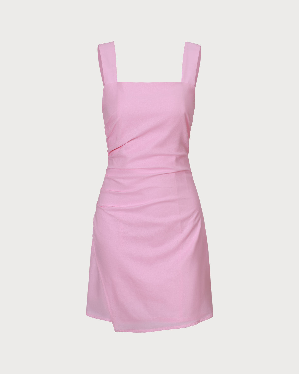 The Pink Square Neck Ruched Slip Mini Dress Discount 2025 New