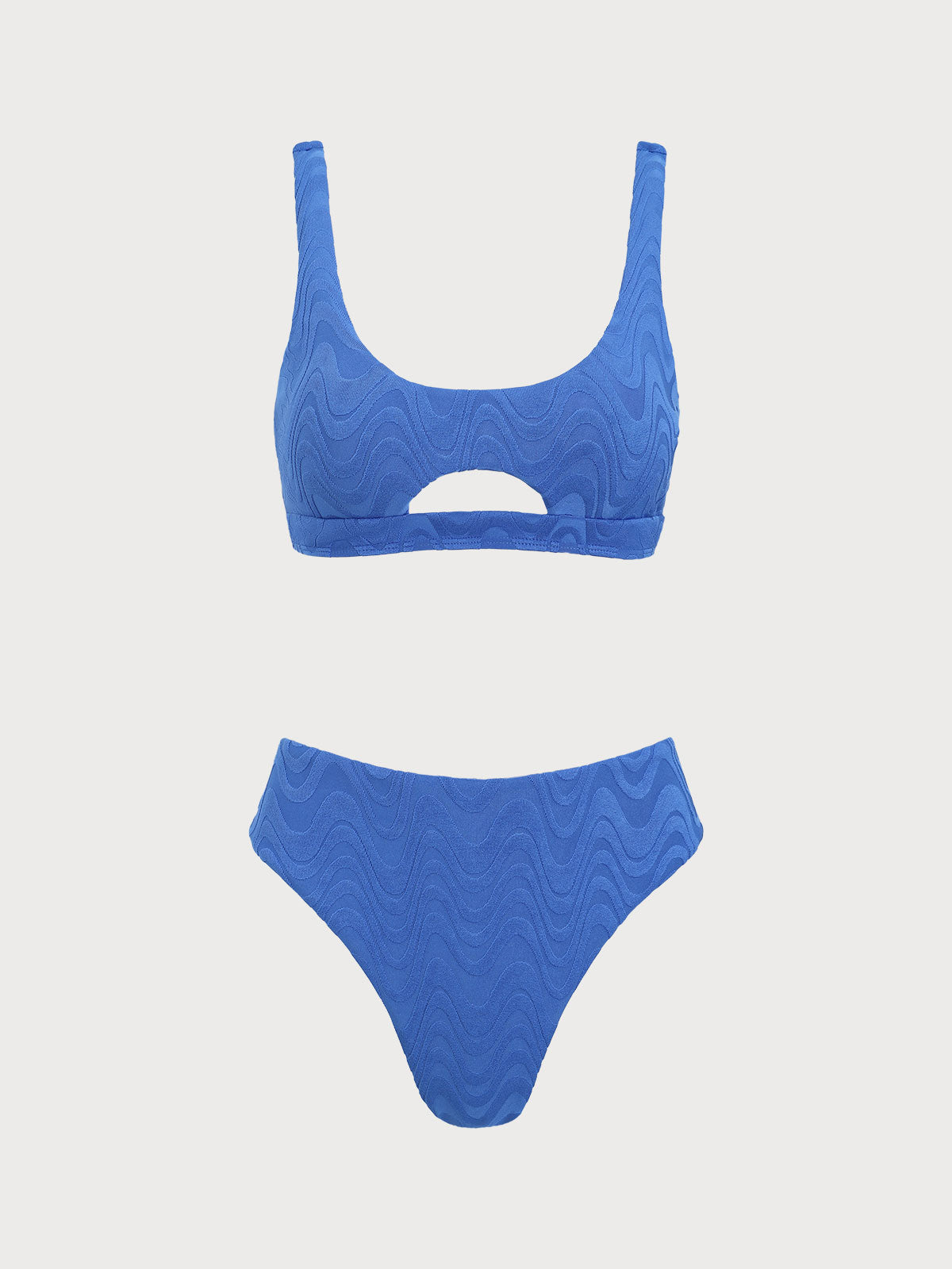 Blue Textured Cutout Bikini Set Buy Cheap Pice