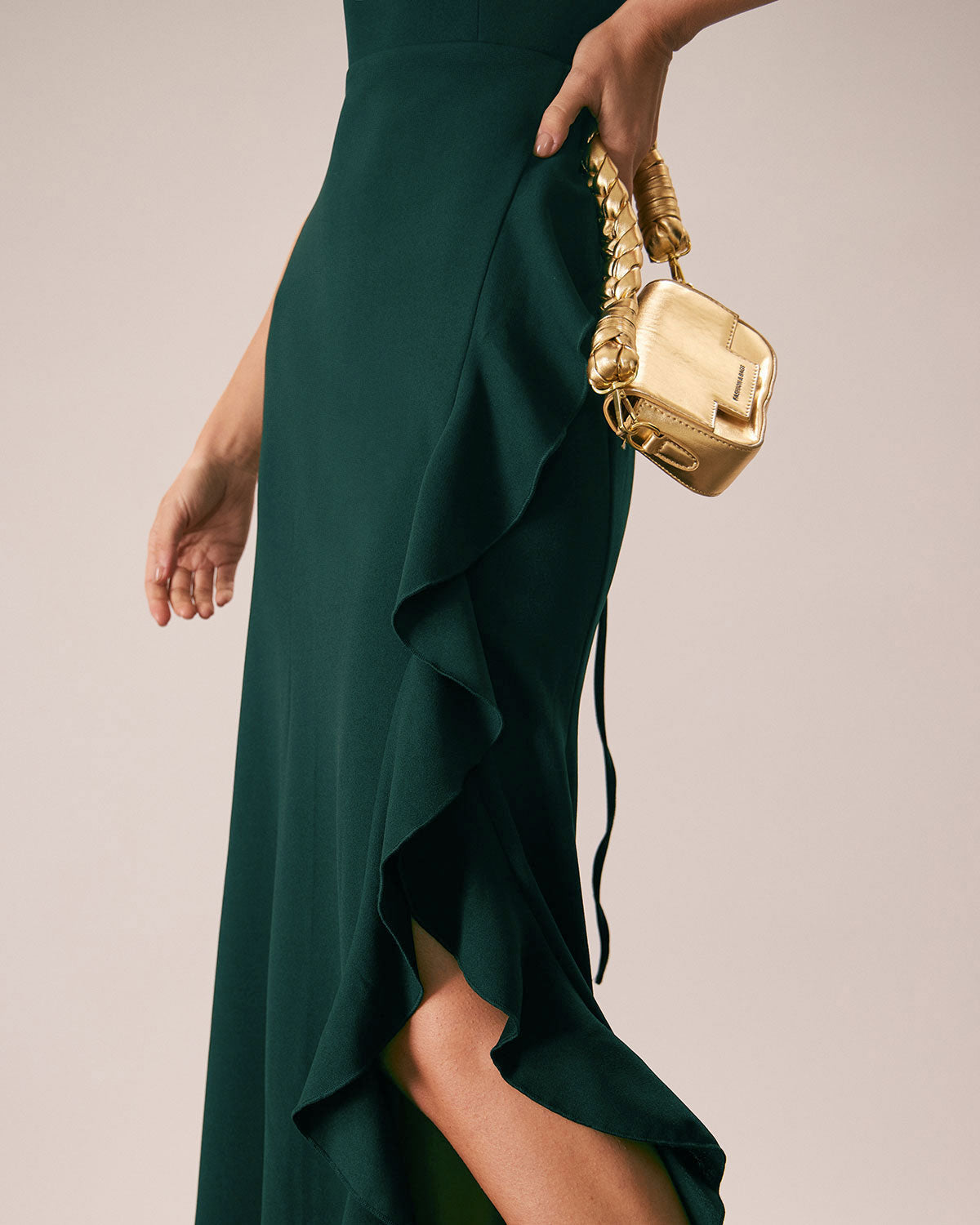 The Green Ruffle Cross Back Strap Maxi Dress Discount Professional