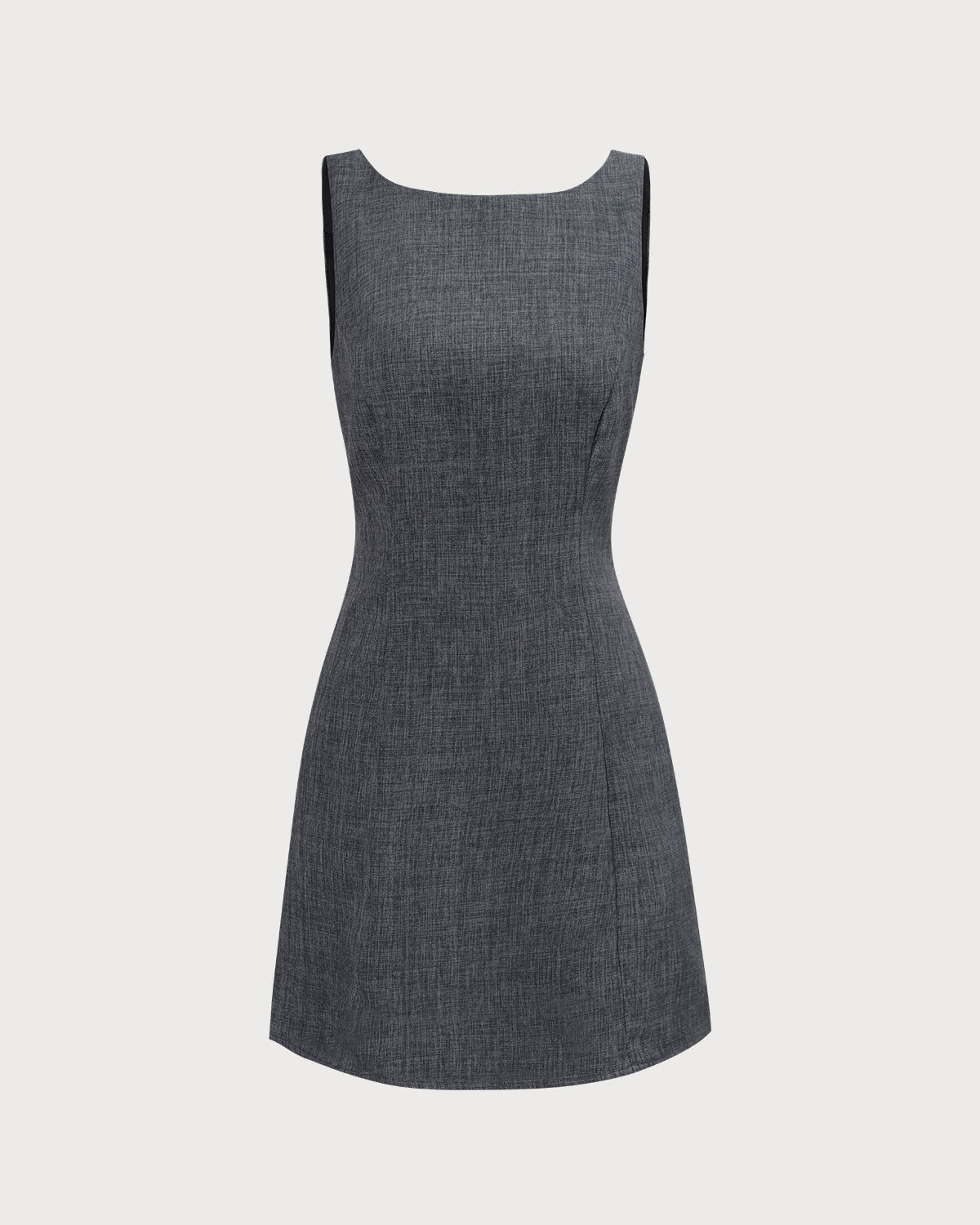 The Grey Boat Neck Sleeveless Mini Dress High Quality