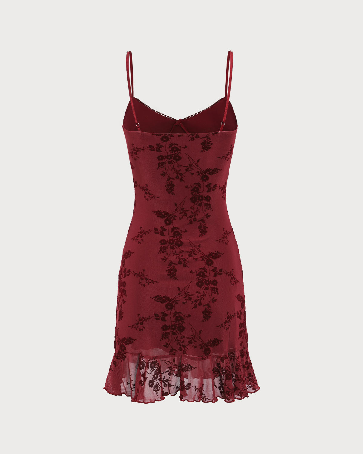 Red Floral Mesh Slip Mini Dress Discount Big Discount