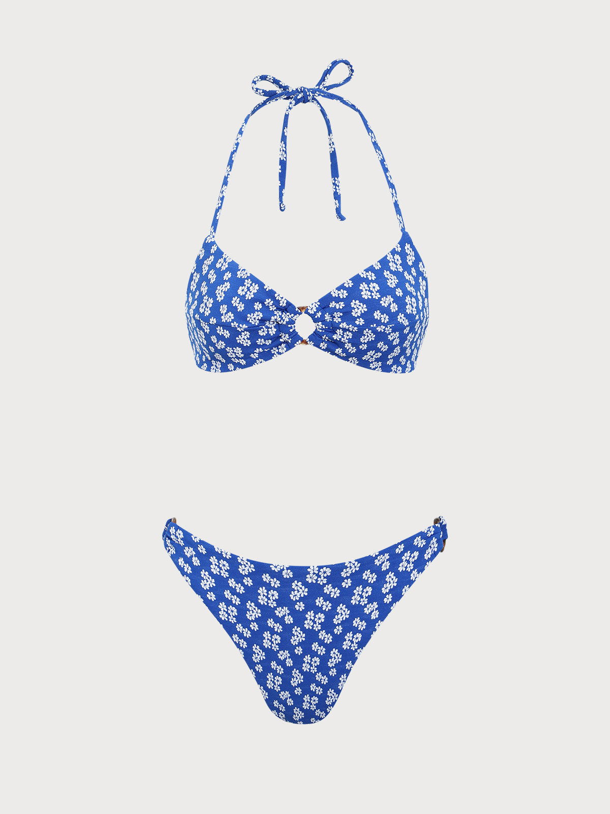 Blue Floral Knot Bikini Set Really Cheap