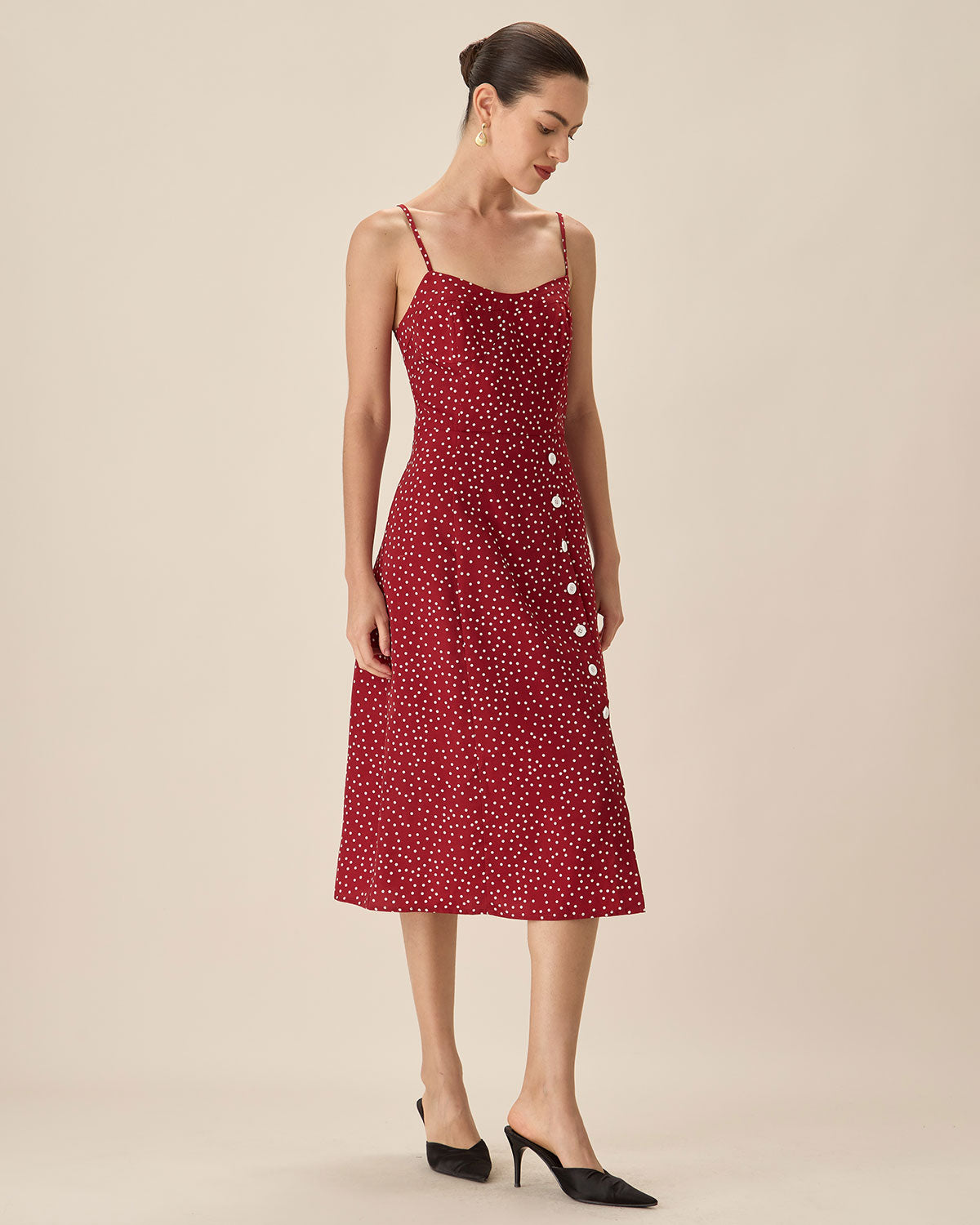 Red Polka Dot Slip Midi Dress Buy Cheap 2025