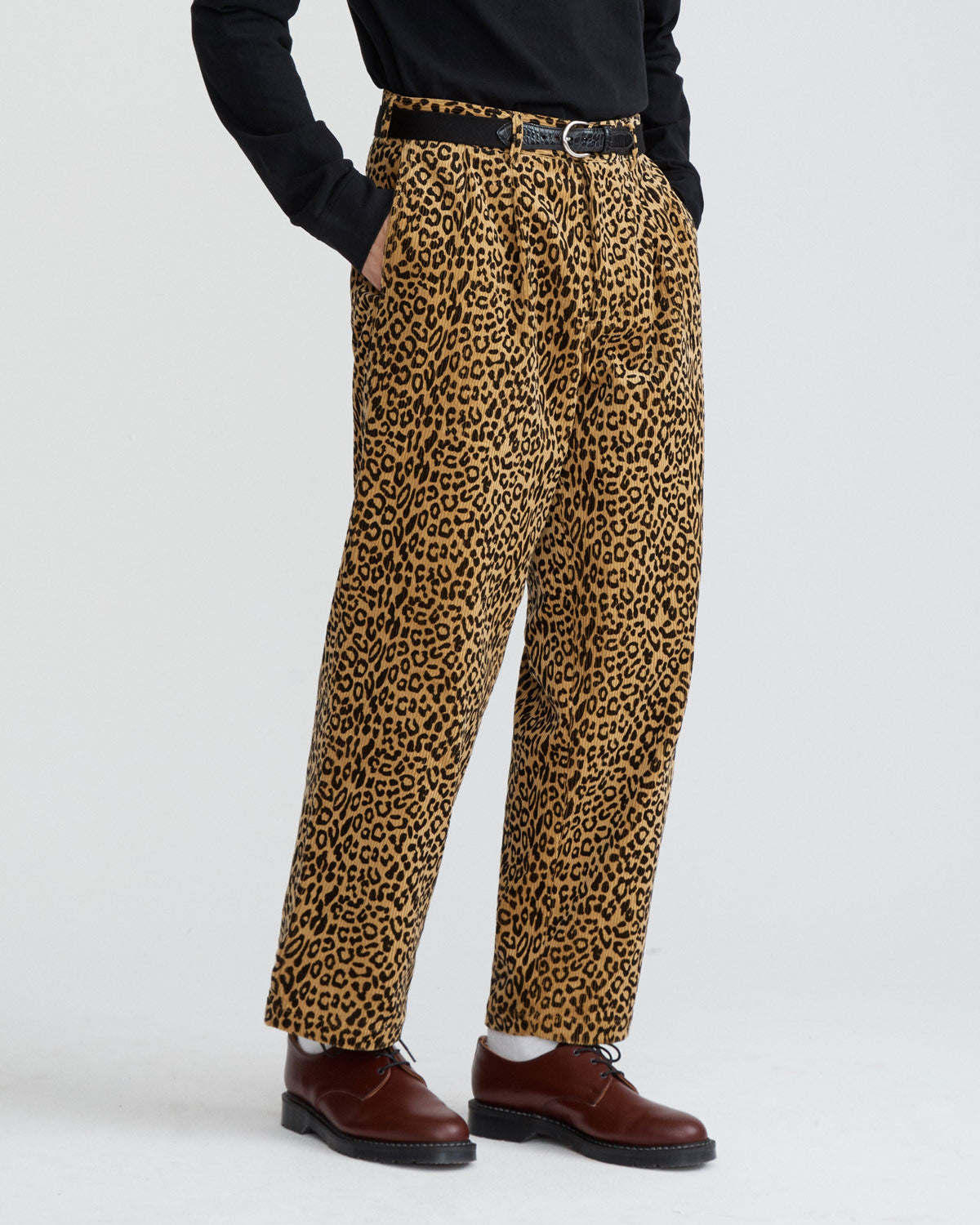 Leopard Double-Pleat Corduroy Trousers Buy Cheap Excellent