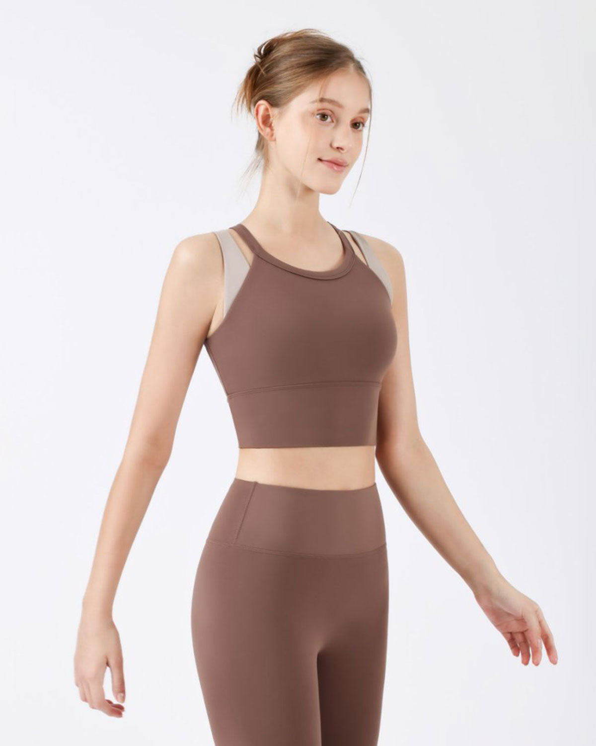 Coffee X-Cross Yoga Camis - Light Support From China