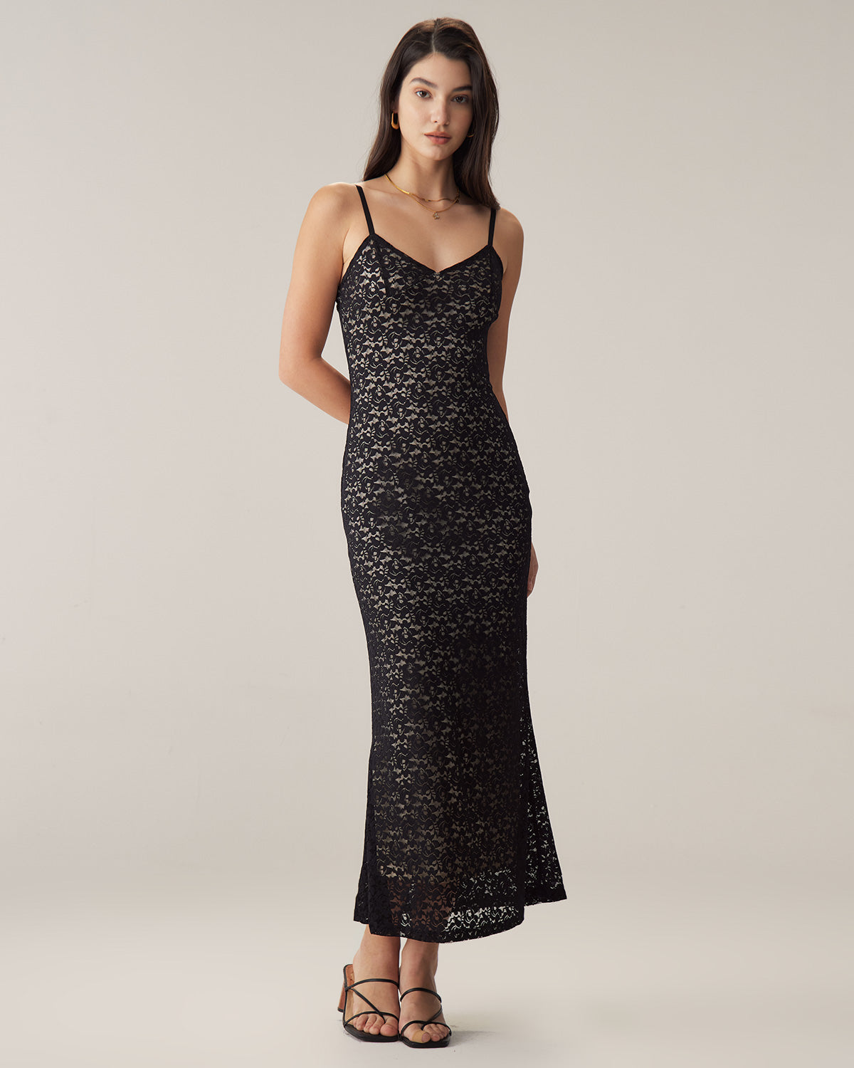Black Lace Bodycon Slip Maxi Dress Sale Low Shipping Fee