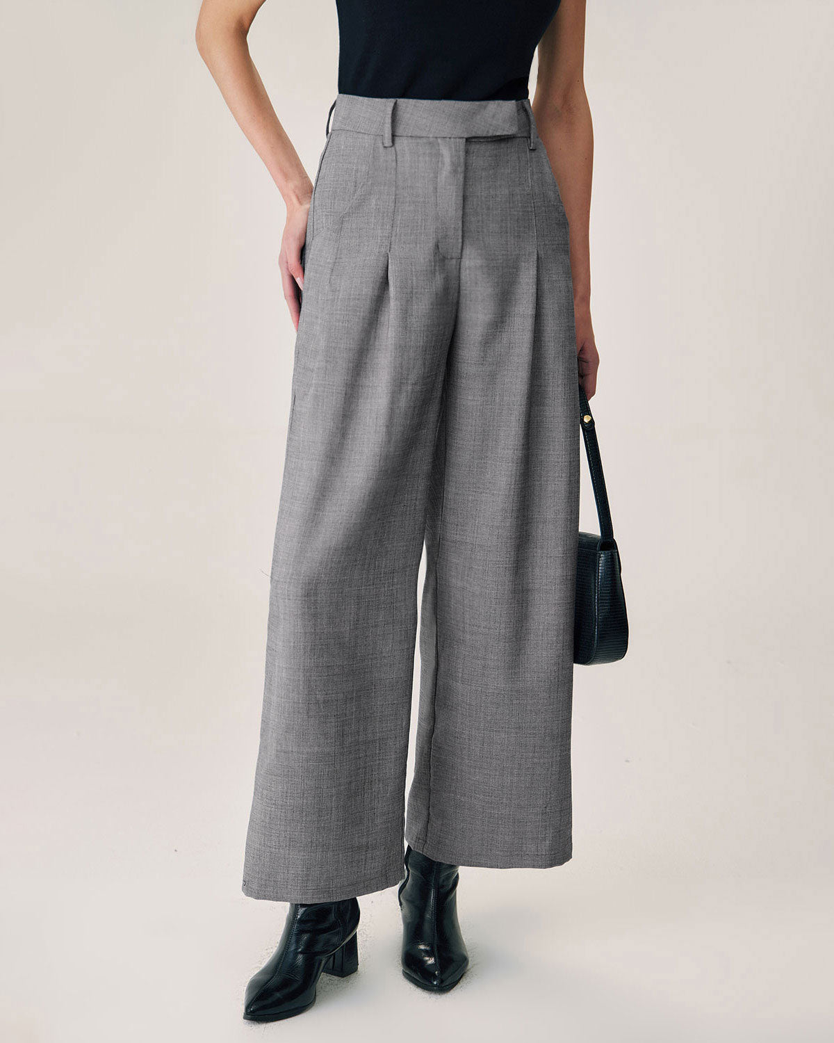 Grey Natural Waisted Straight Pants How Much For Sale