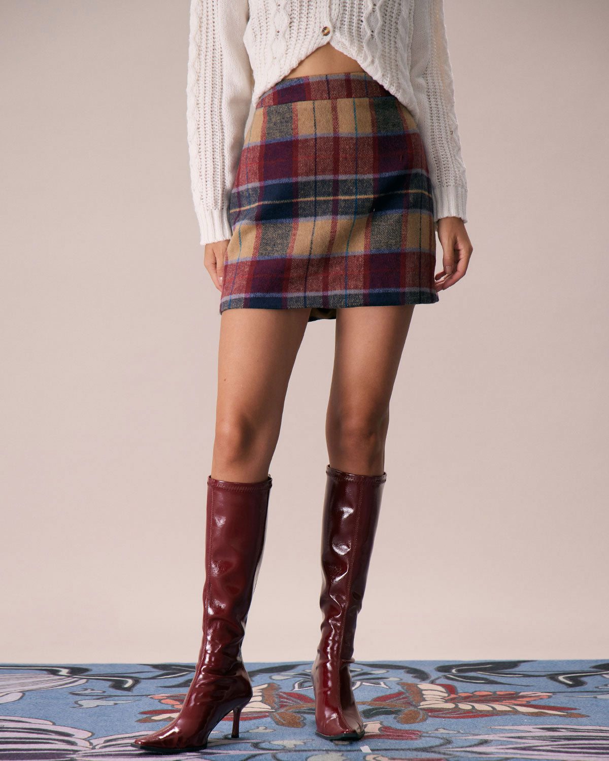 The Red Plaid Zipper Fly Tweed Mini Skirt Real Sale Online