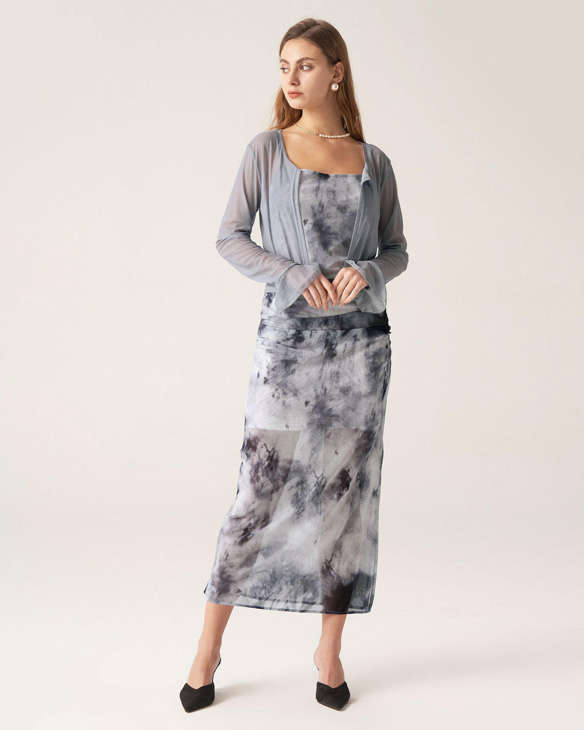 Grey Tie Dye Two Piece Midi Dress Pay With Visa Cheap Pice