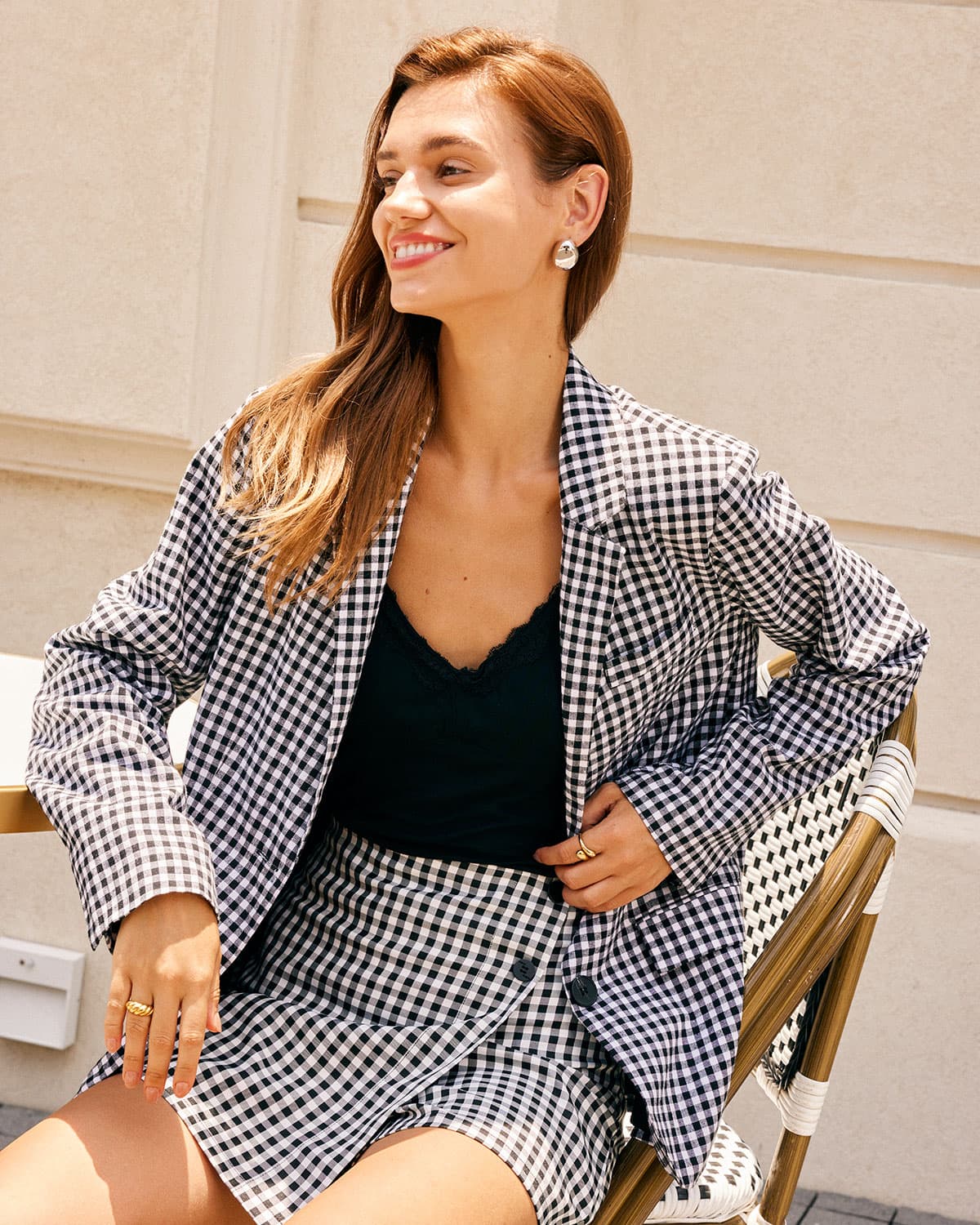 The Black Lapel Plaid Single-Breasted Blazer Cheap Best