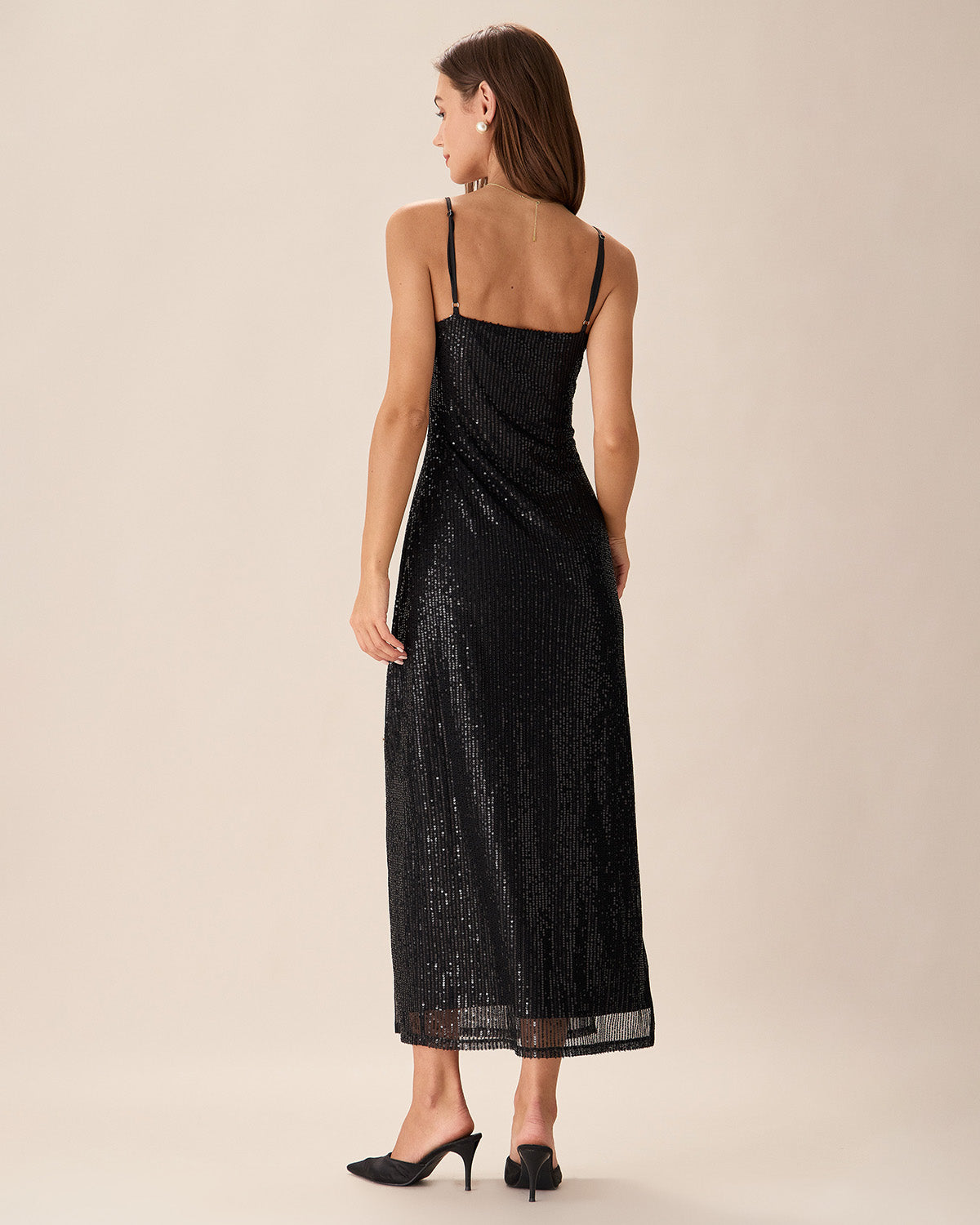 Black Sequin Bodycon Slit Maxi Dress For Nice Cheap Price