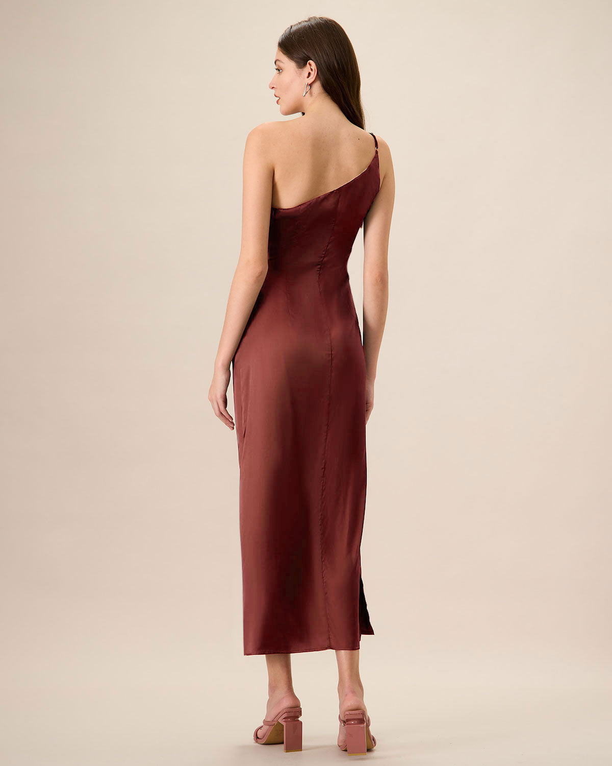 Red One-shoulder Satin Maxi Dress Fast Delivery Cheap Online