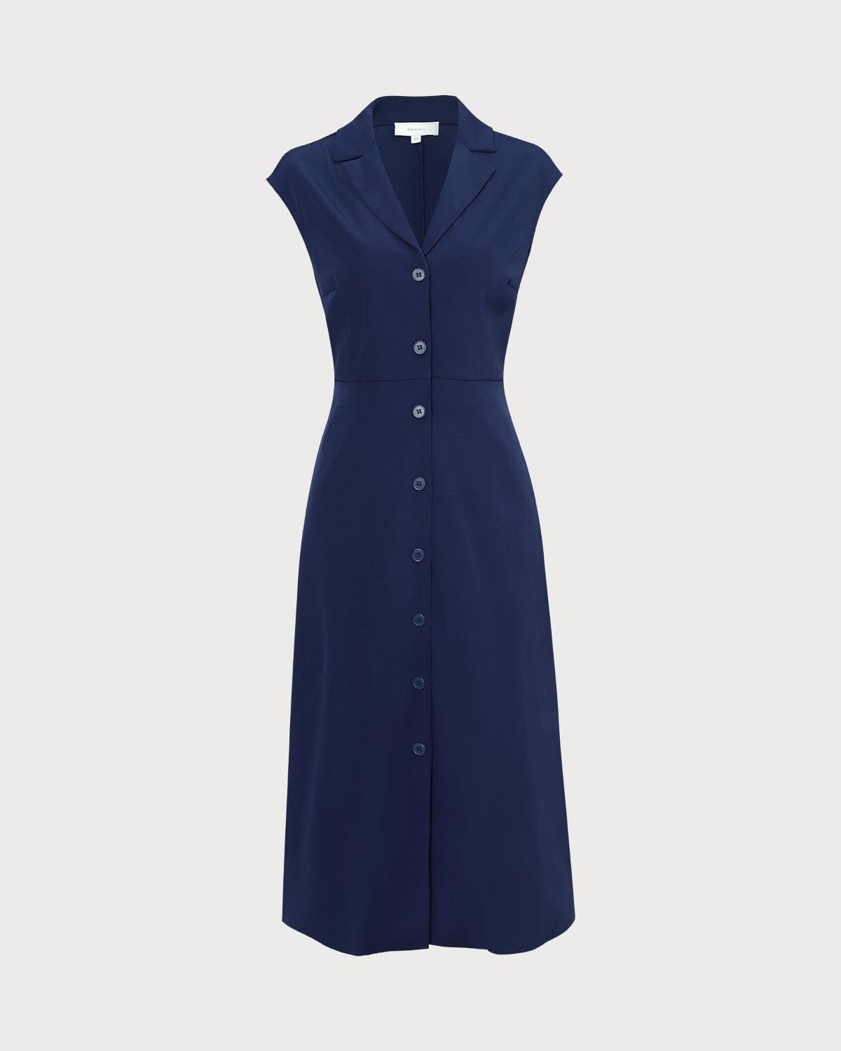 The Navy V Neck Button Cap Sleeve Midi Dress Cheap Fake