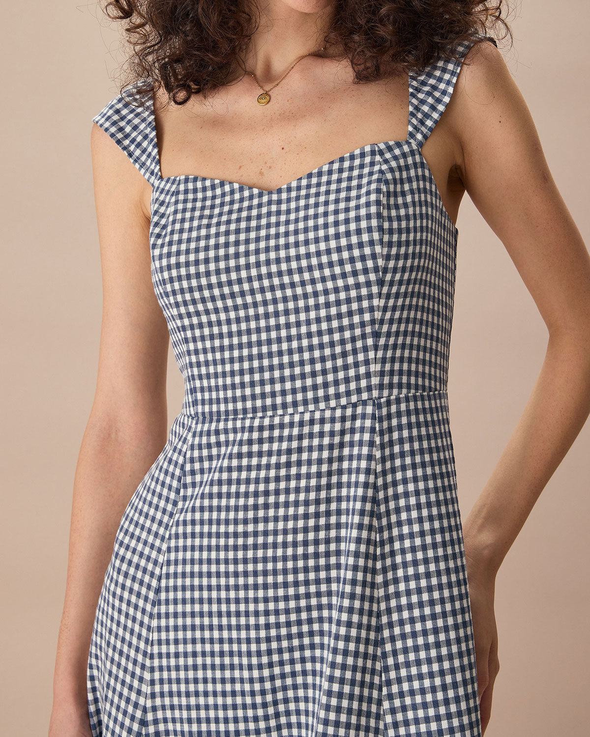 The Navy Plaid Shirred Back Midi Dress Free Shipping Largest Supplier